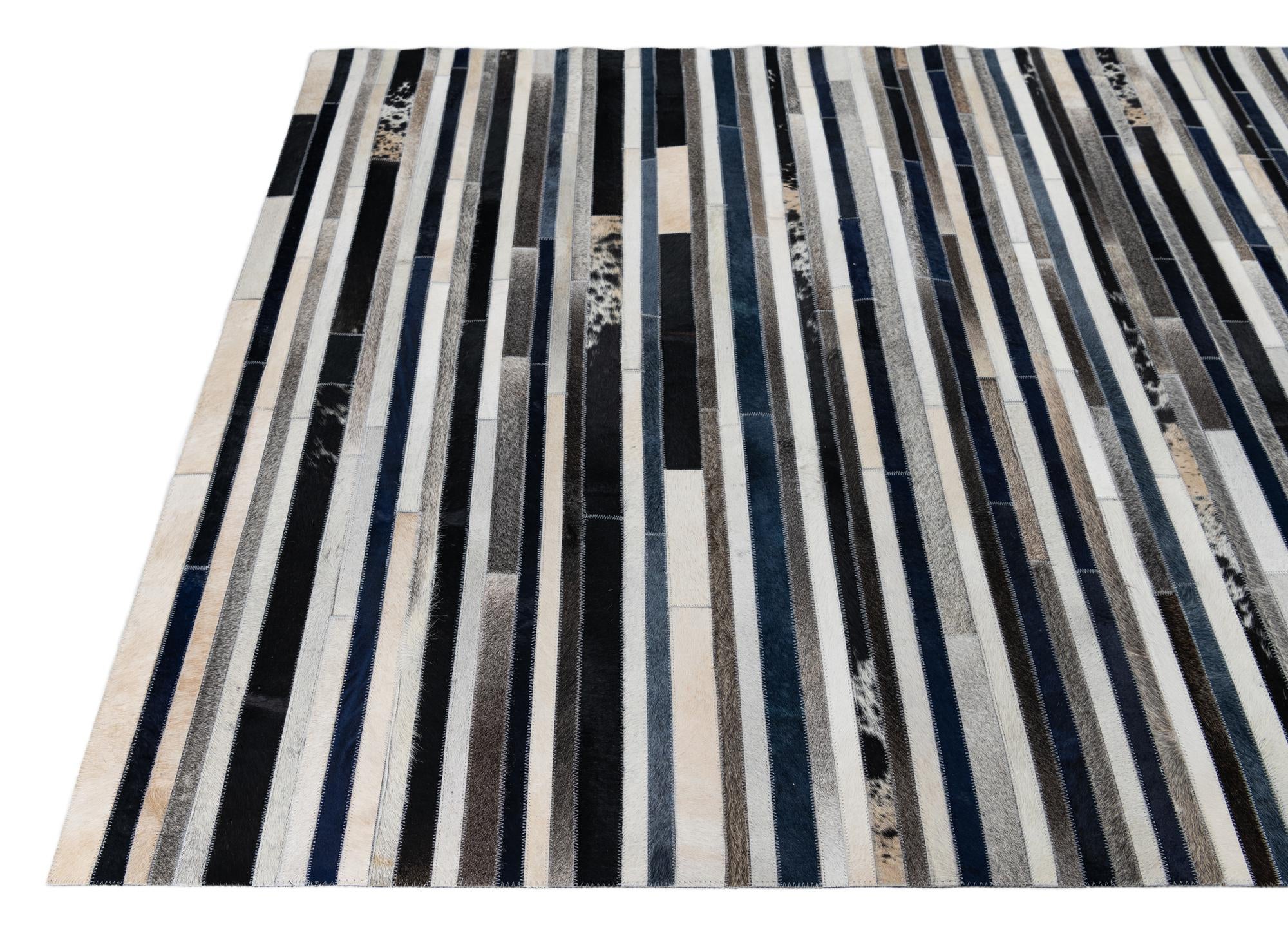 5' 2 x 8' Cowhide Leather Rug