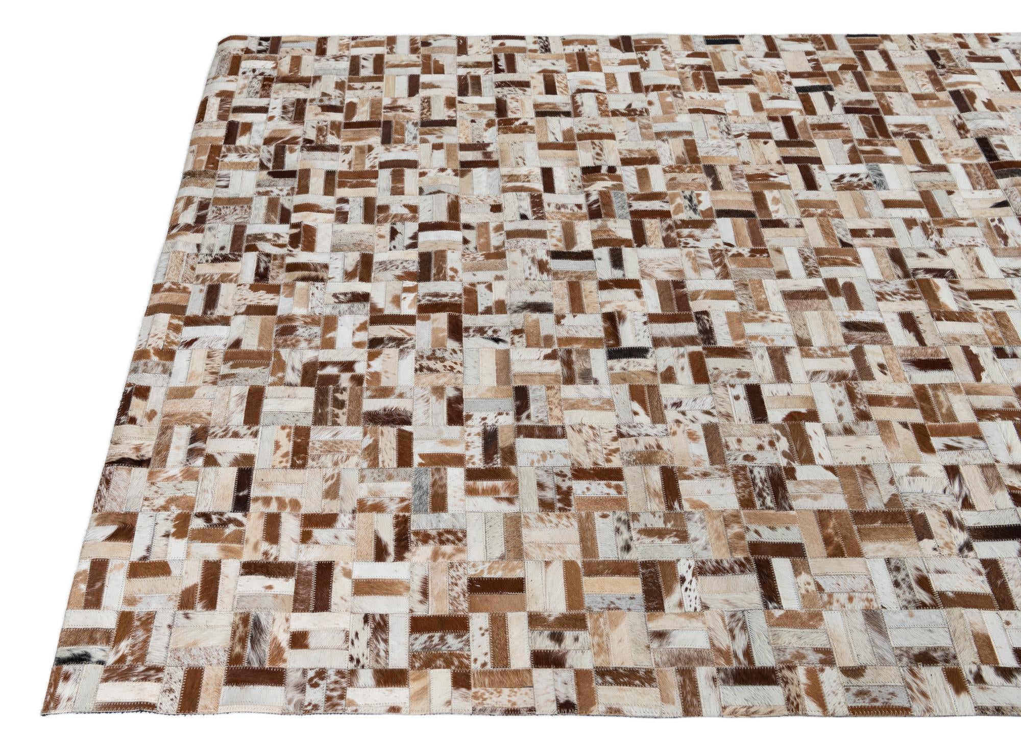 4' 10 x 7' 9 Cowhide Leather Rug