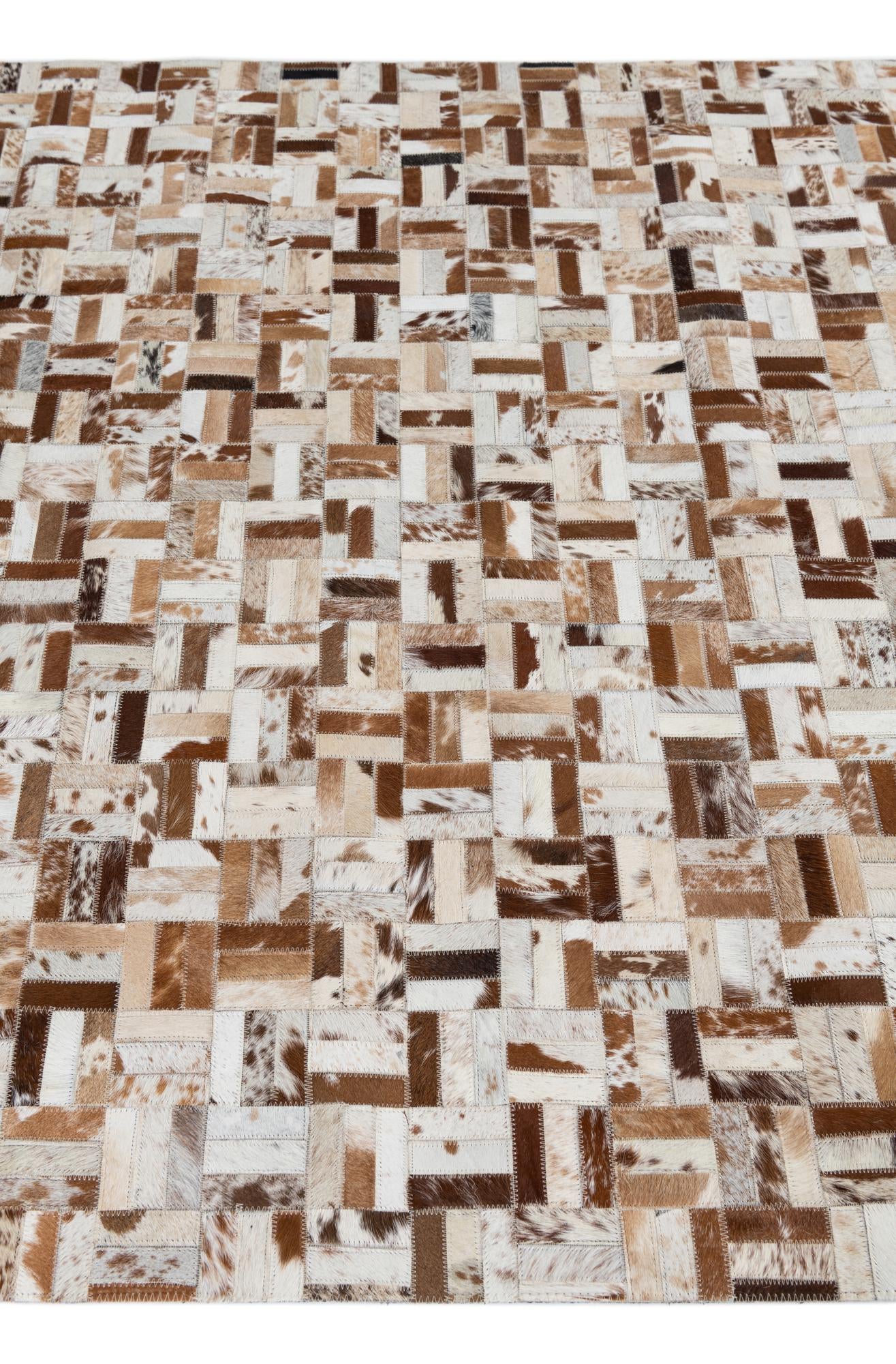 4' 10 x 7' 9 Cowhide Leather Rug