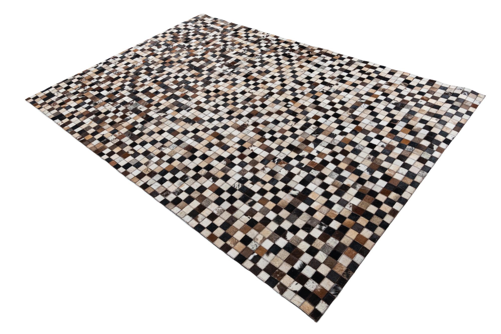 5' 2 x 7' 5 Cowhide Leather Rug