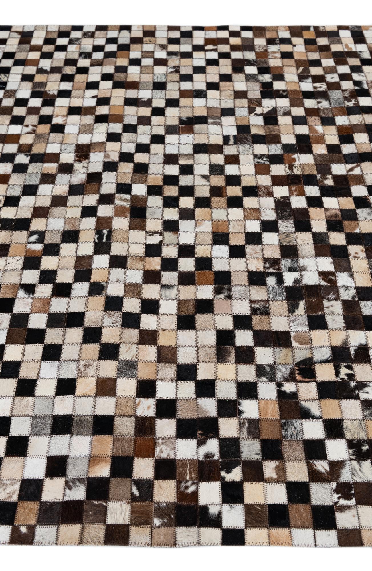 5' 2 x 7' 5 Cowhide Leather Rug