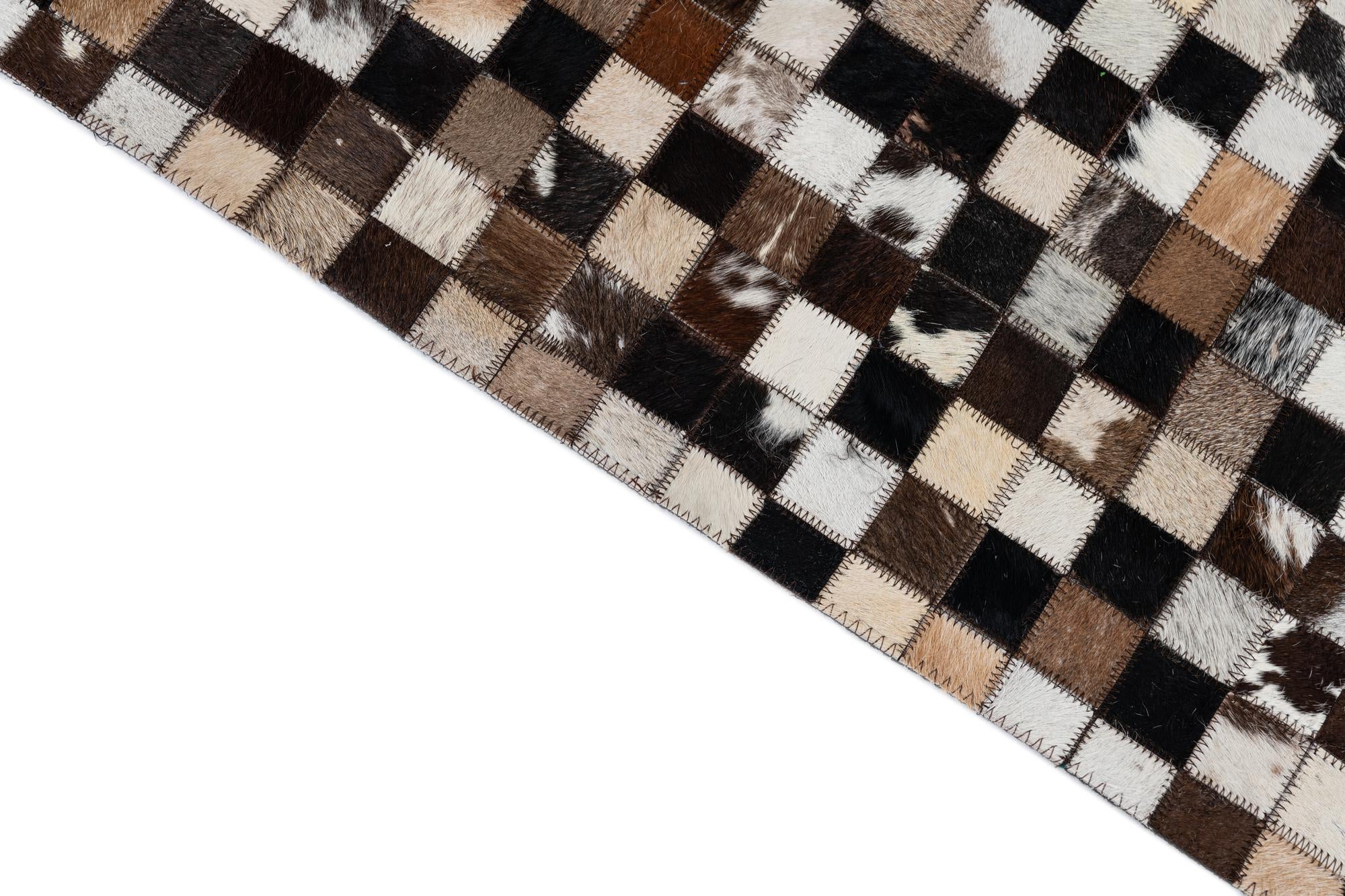 5' 2 x 7' 5 Cowhide Leather Rug