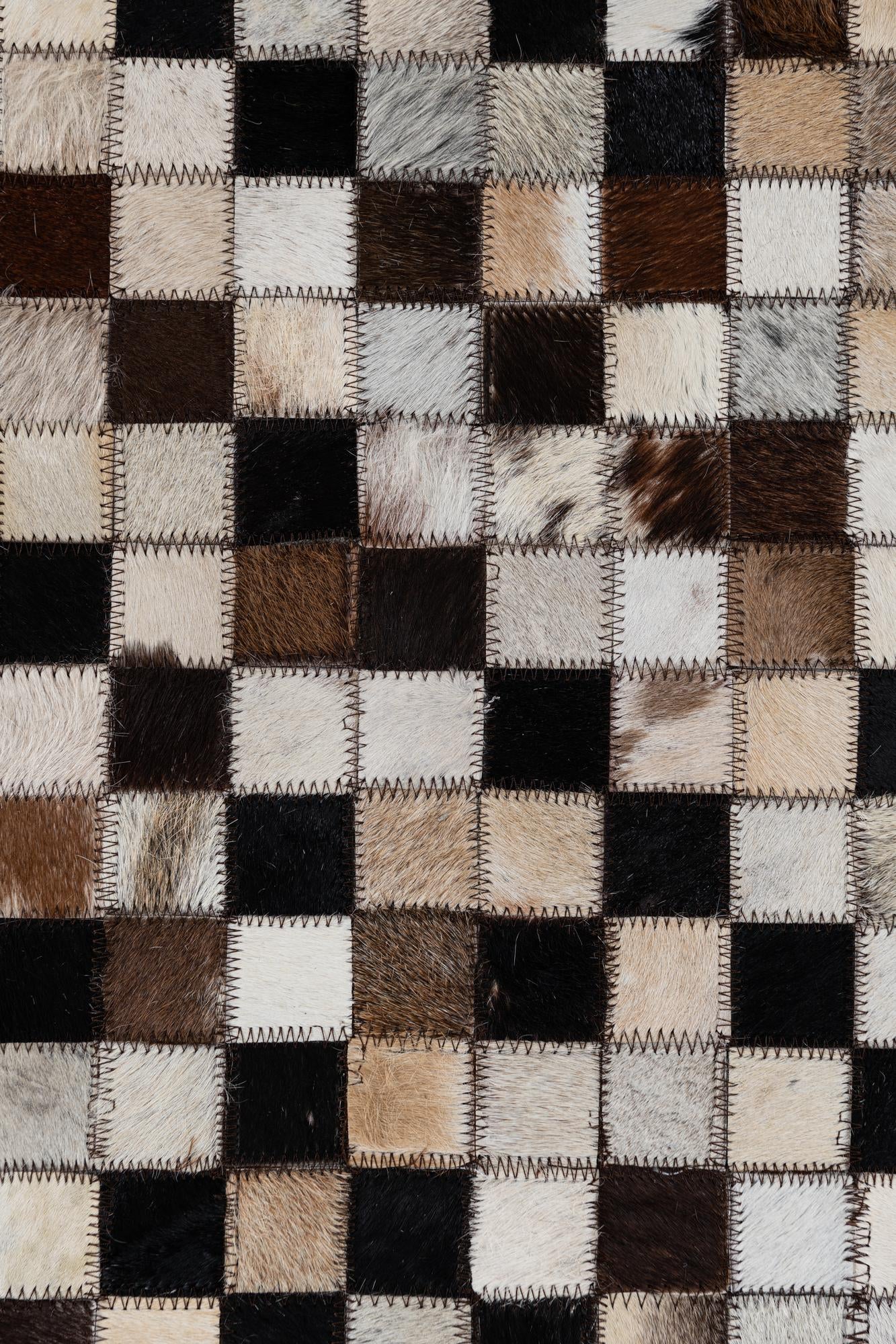 5' 2 x 7' 5 Cowhide Leather Rug