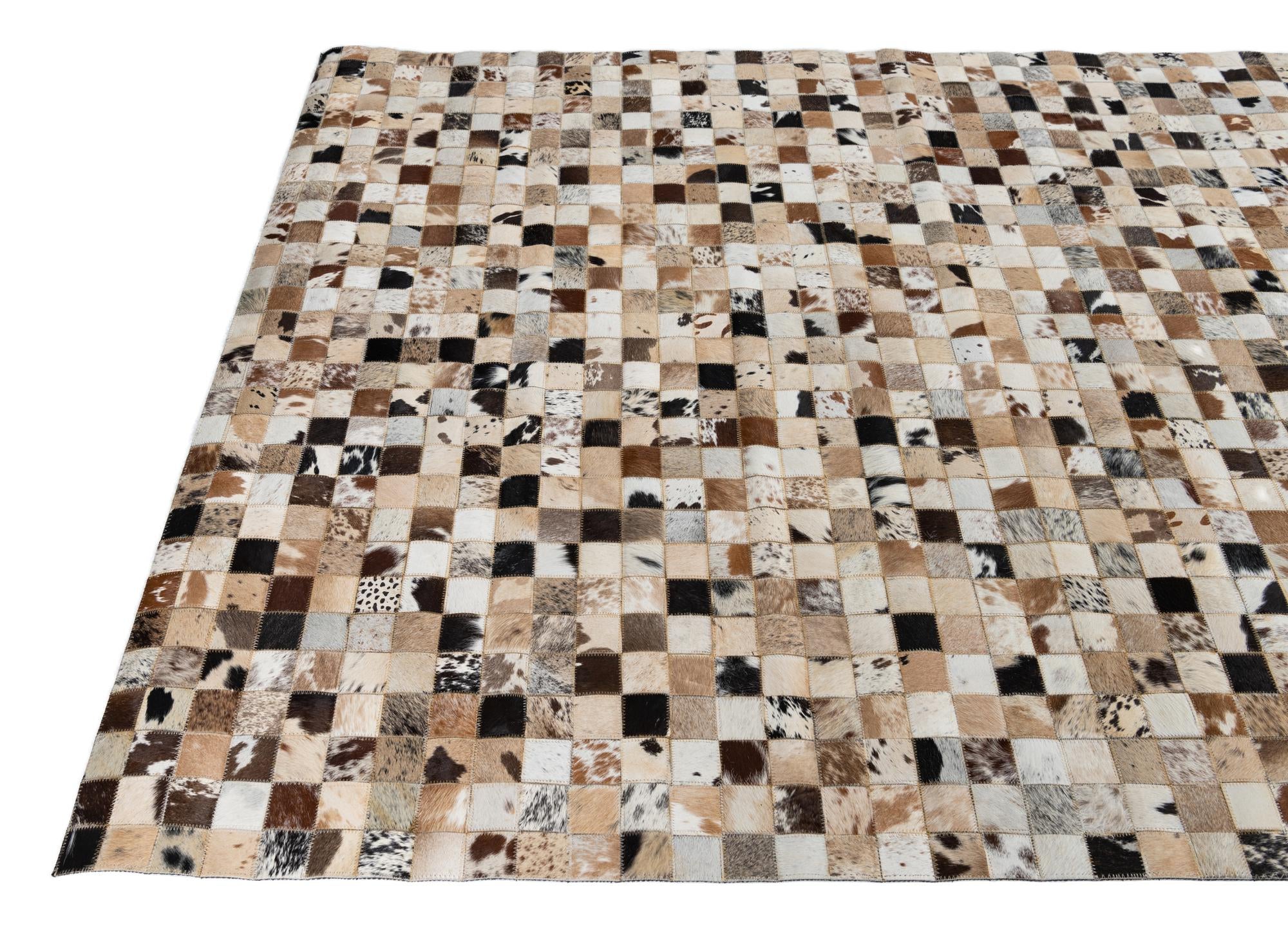 5' x 7' 10 Cowhide Leather Rug