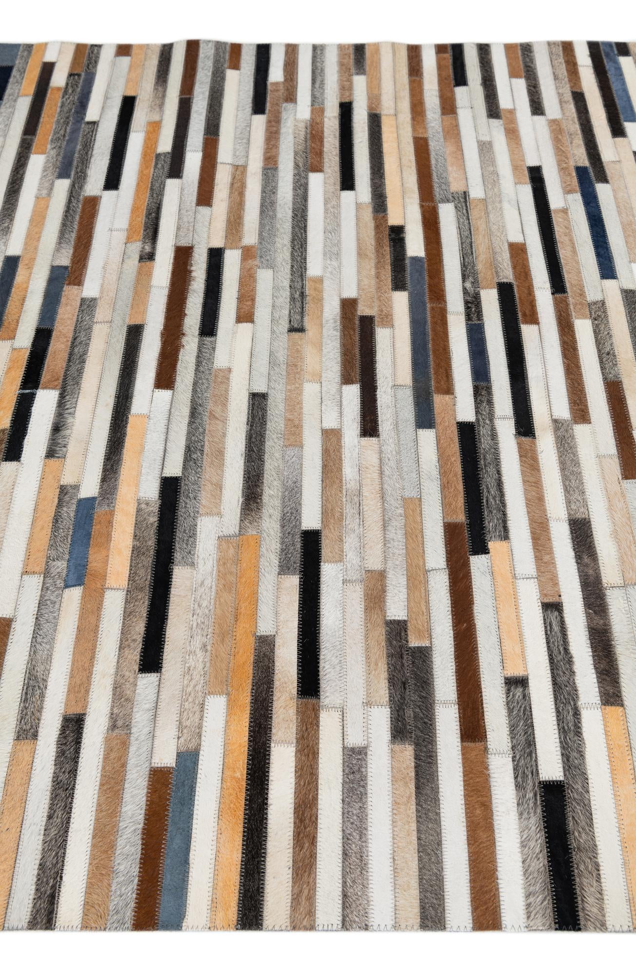 5' 1 x 8' Cowhide Leather Rug