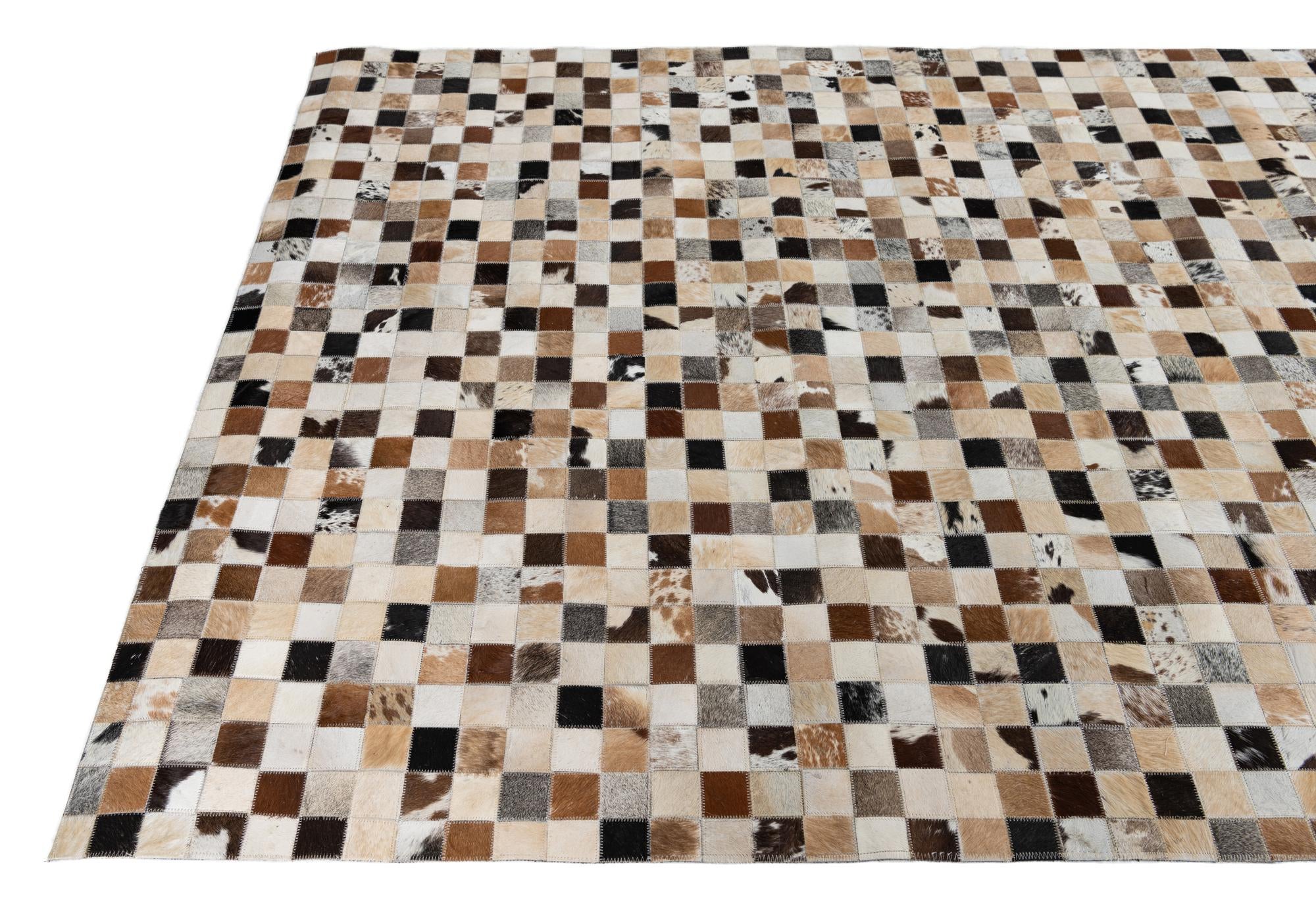 5' 2 x 8' 2 Cowhide Leather Rug