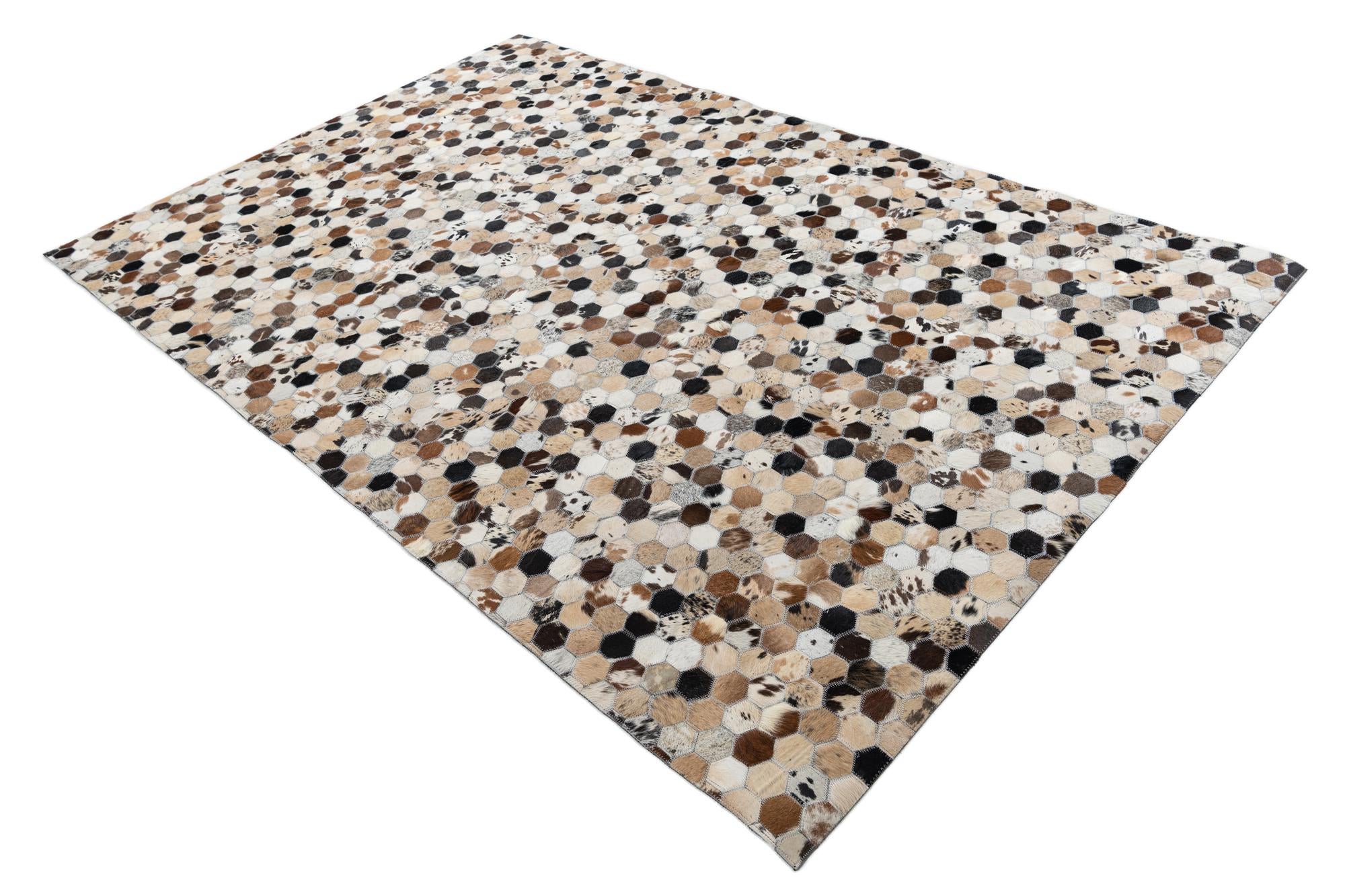 5' x 7' 9 Cowhide Leather Rug