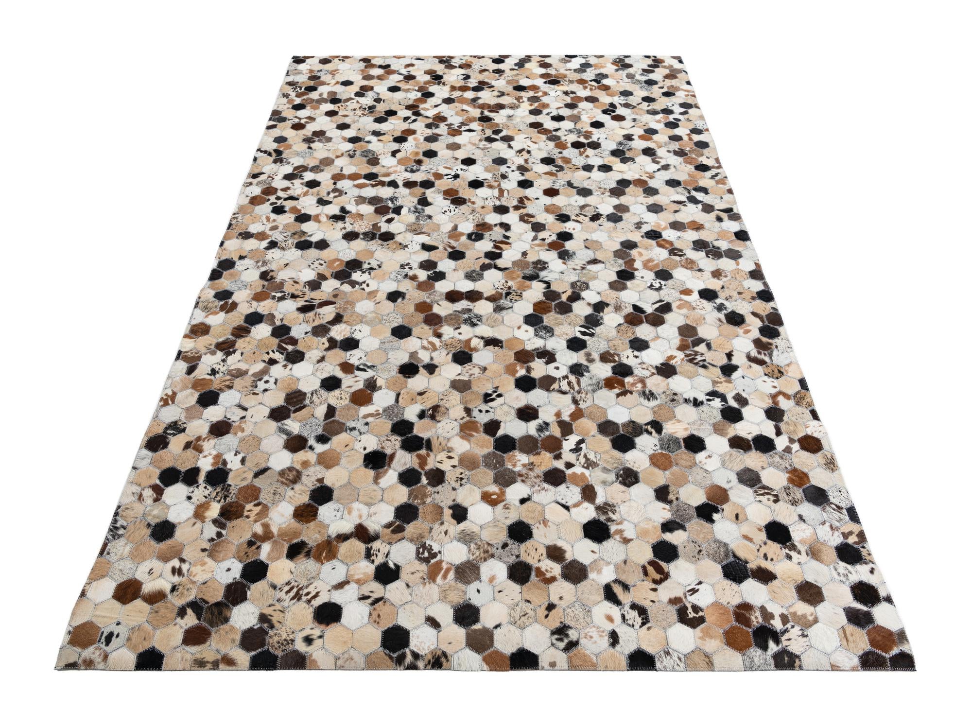 5' x 7' 9 Cowhide Leather Rug