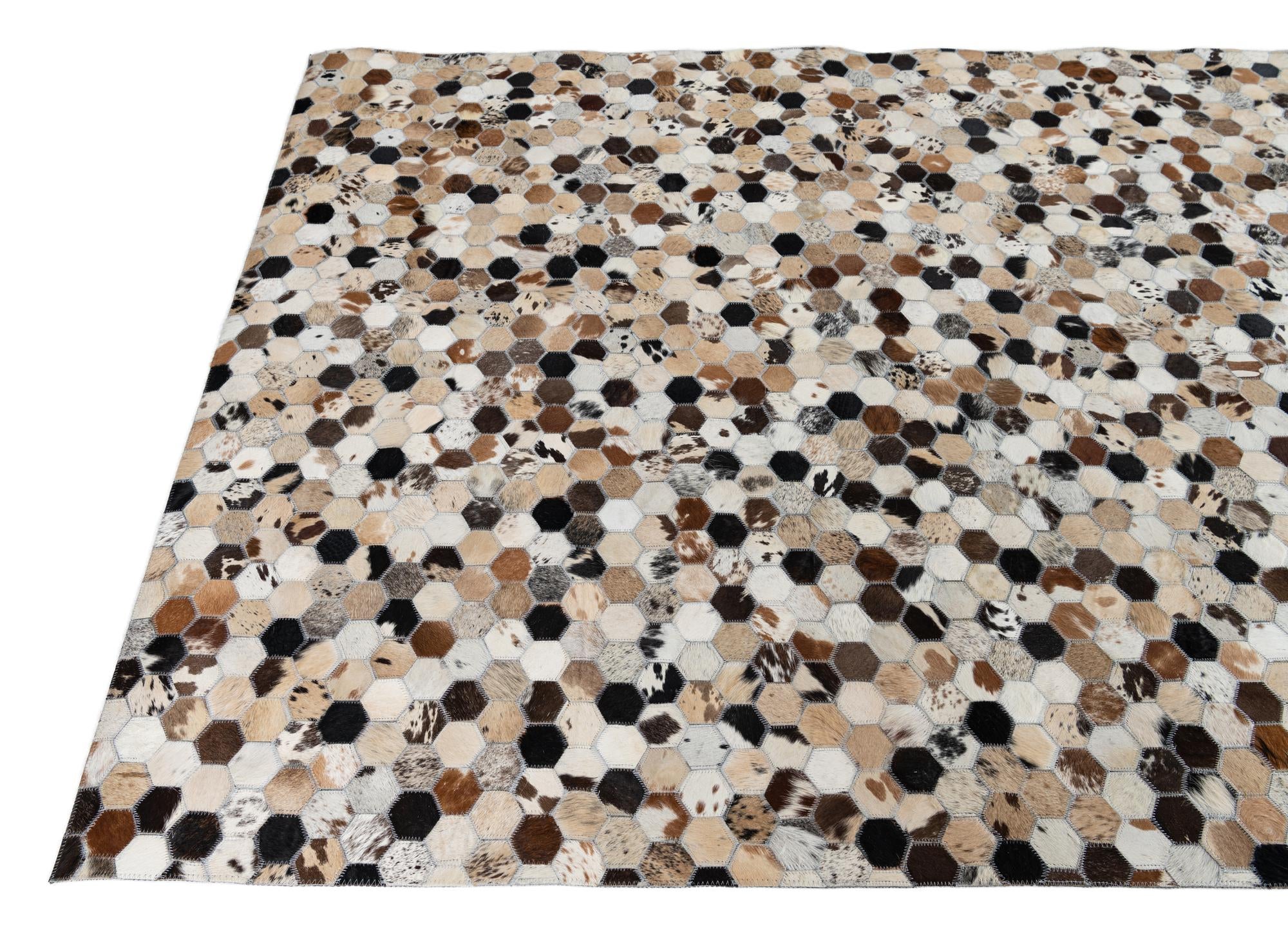5' x 7' 9 Cowhide Leather Rug