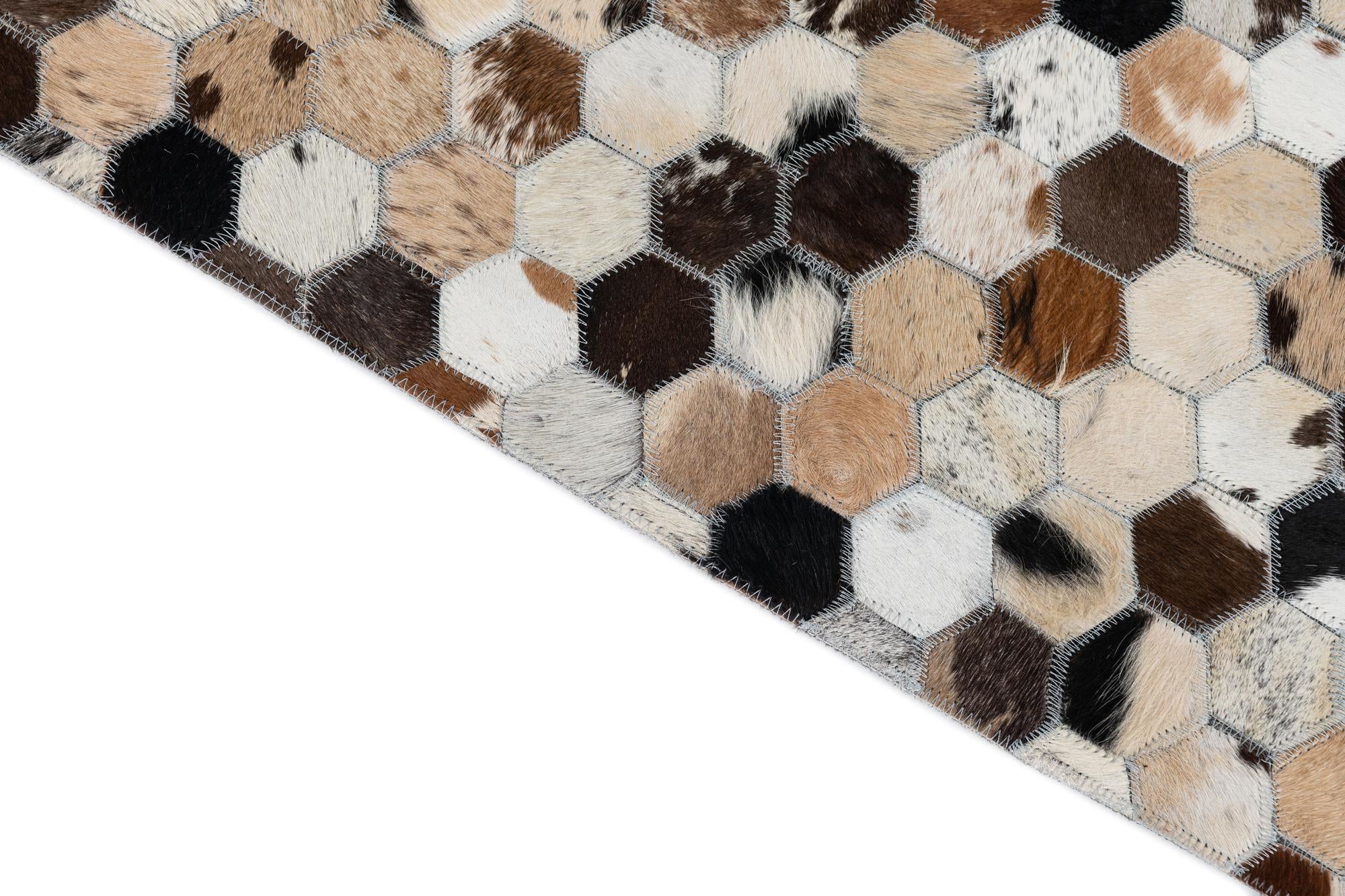5' x 7' 9 Cowhide Leather Rug