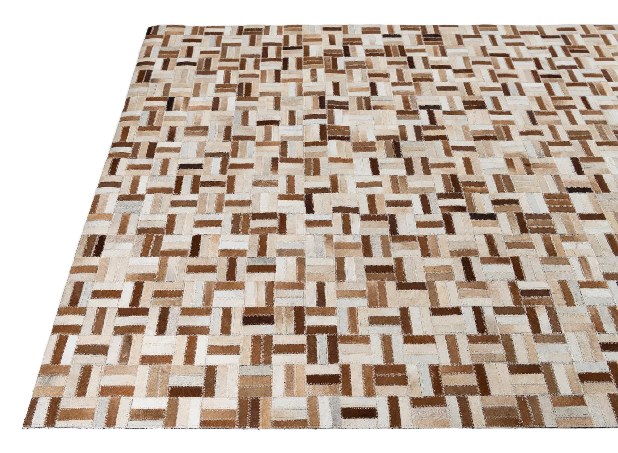 5' 1 x 7' 10 Cowhide Leather Rug