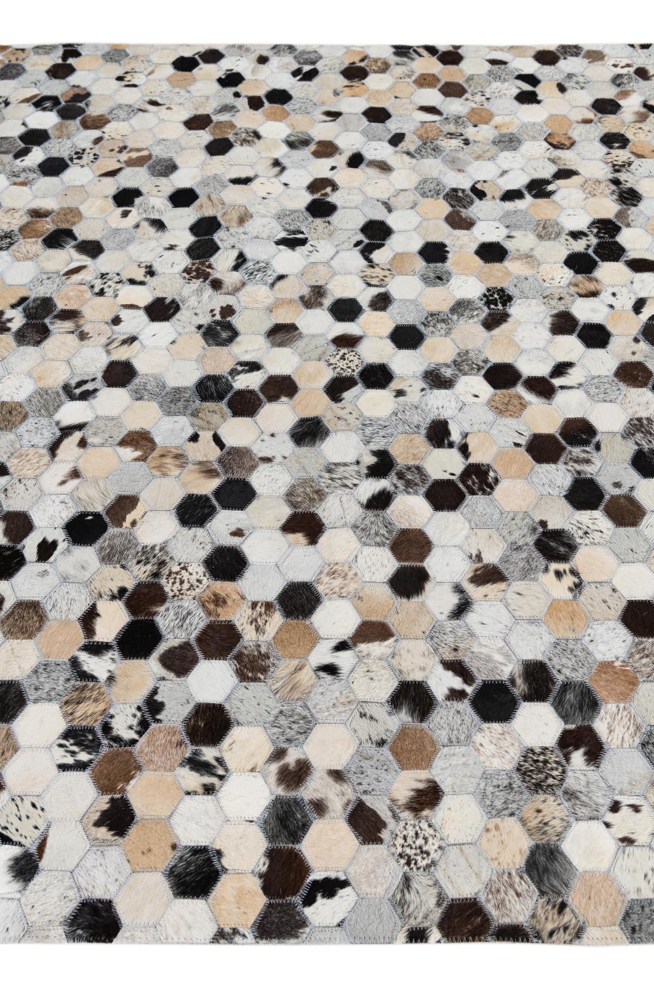 5' 2 x 8' Cowhide Leather Rug