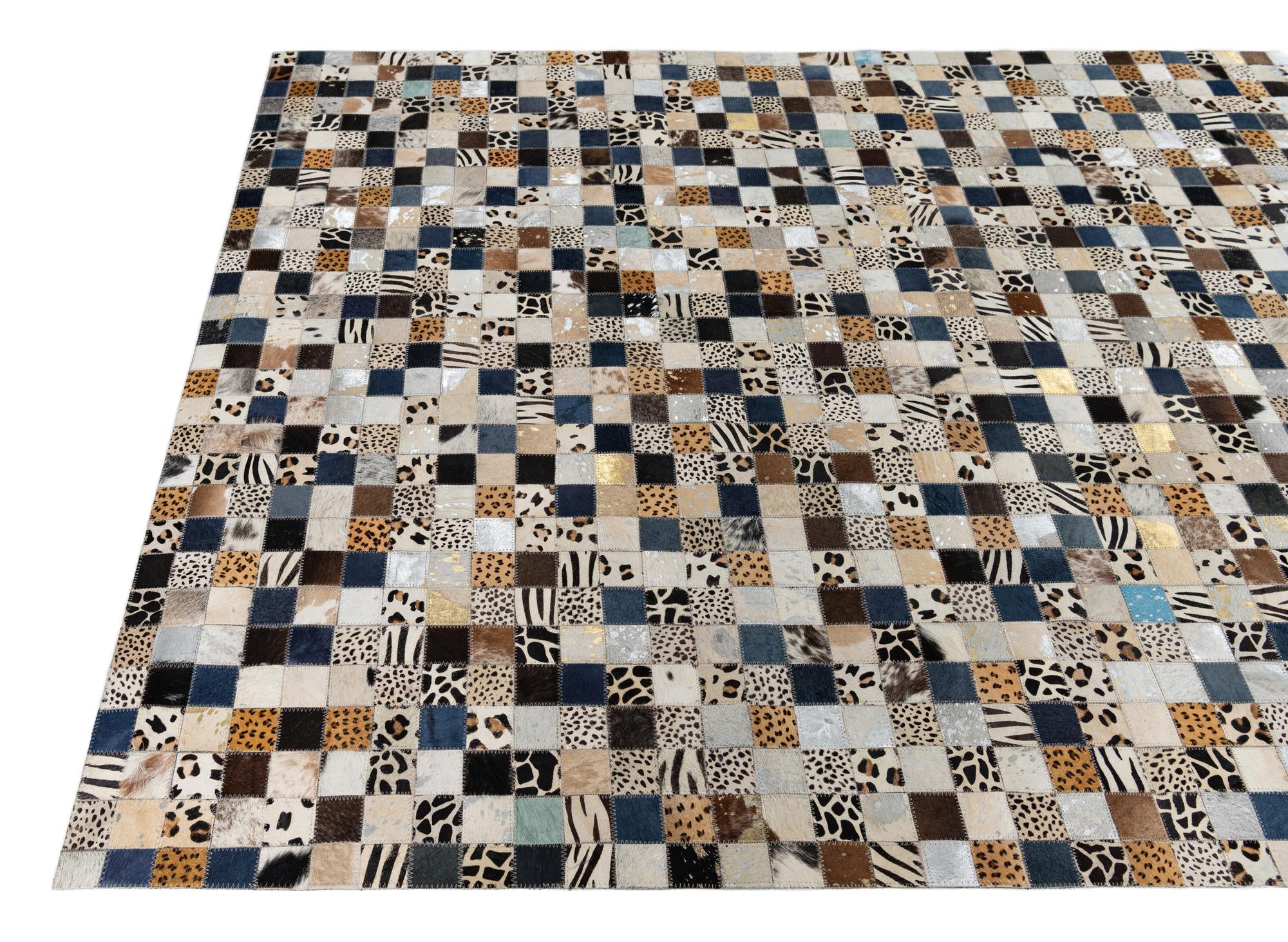 5' x 8' Cowhide Leather Rug