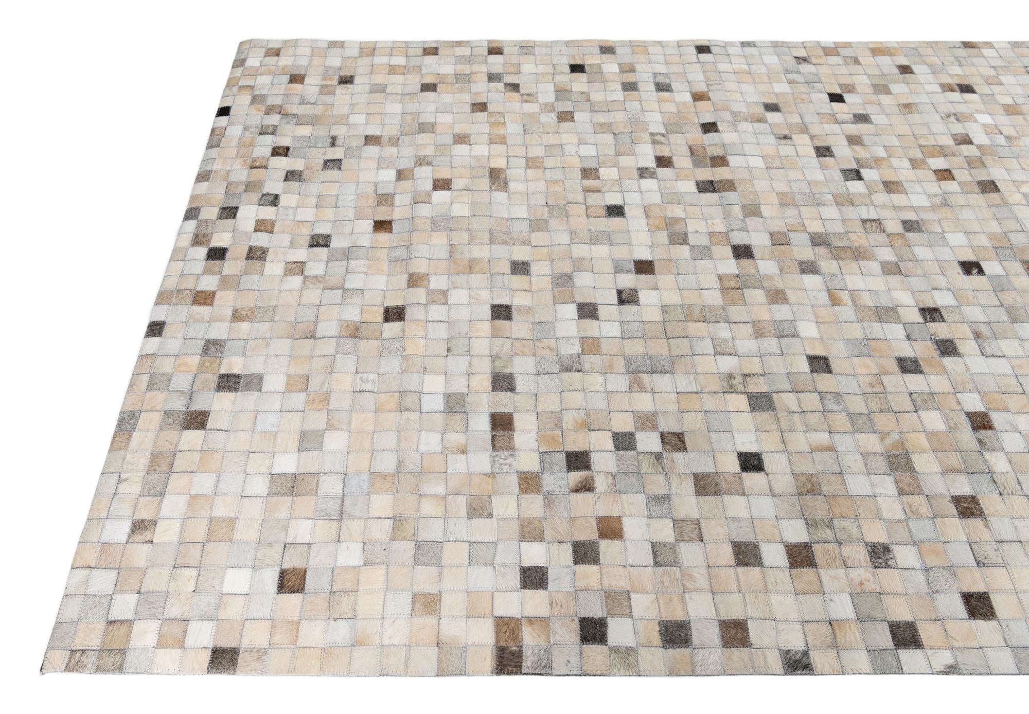 5' 1 x 7' 10 Cowhide Leather Rug
