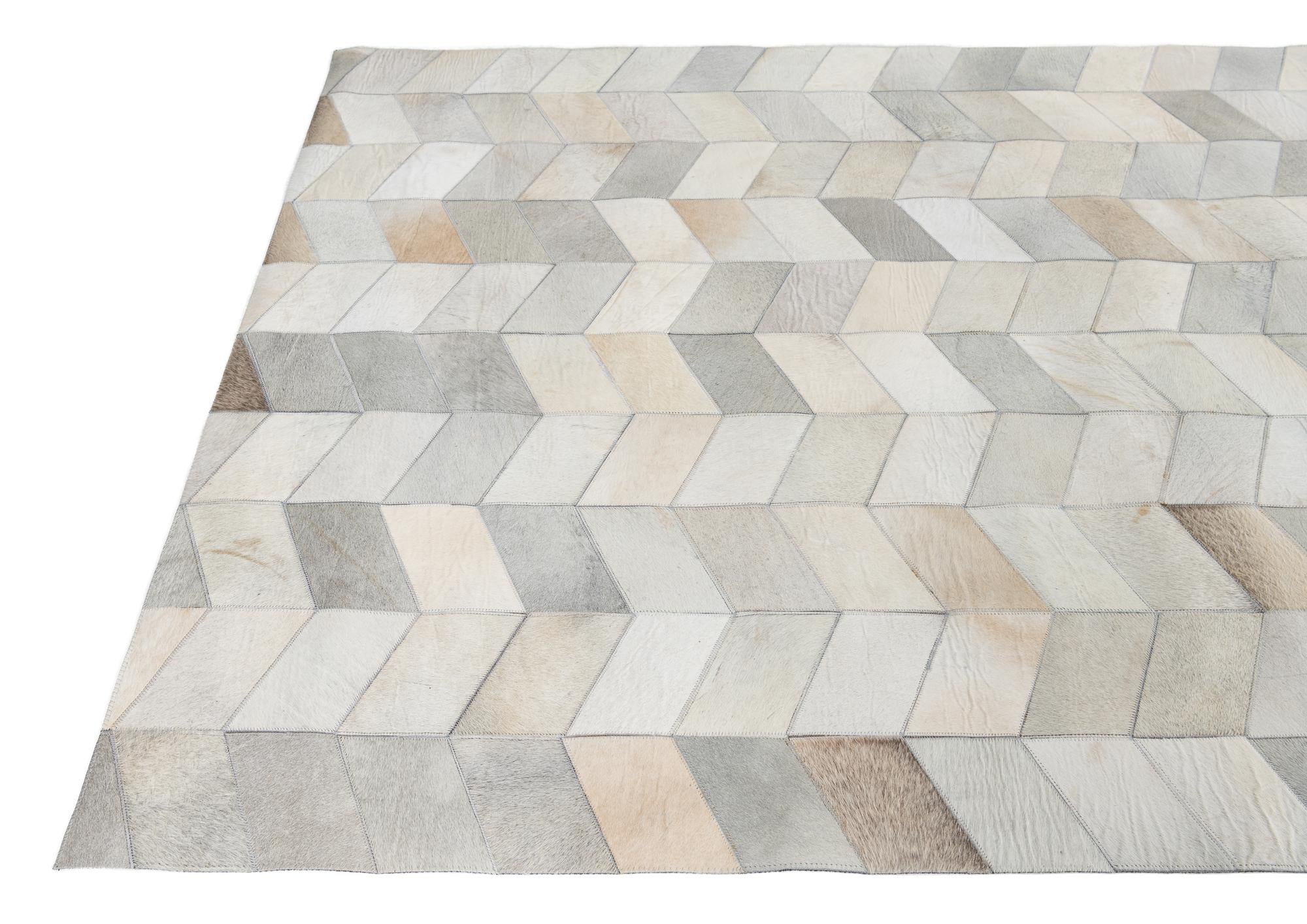 5' 2 x 8' Cowhide Leather Rug