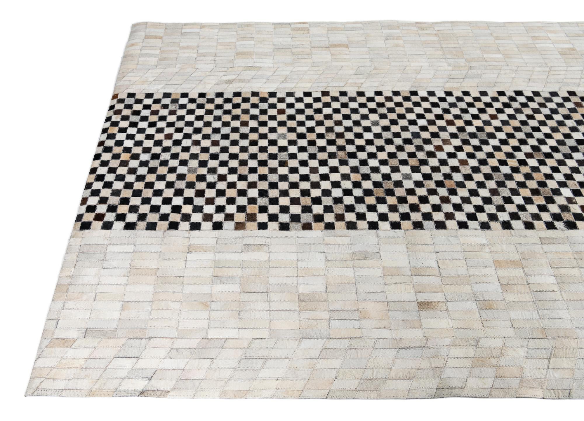 5' 2 x 8' 2 Cowhide Leather Rug