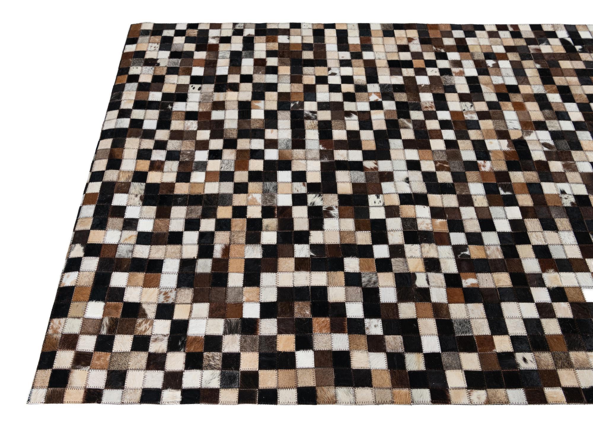 4' 1 x 6' 1 Cowhide Leather Rug