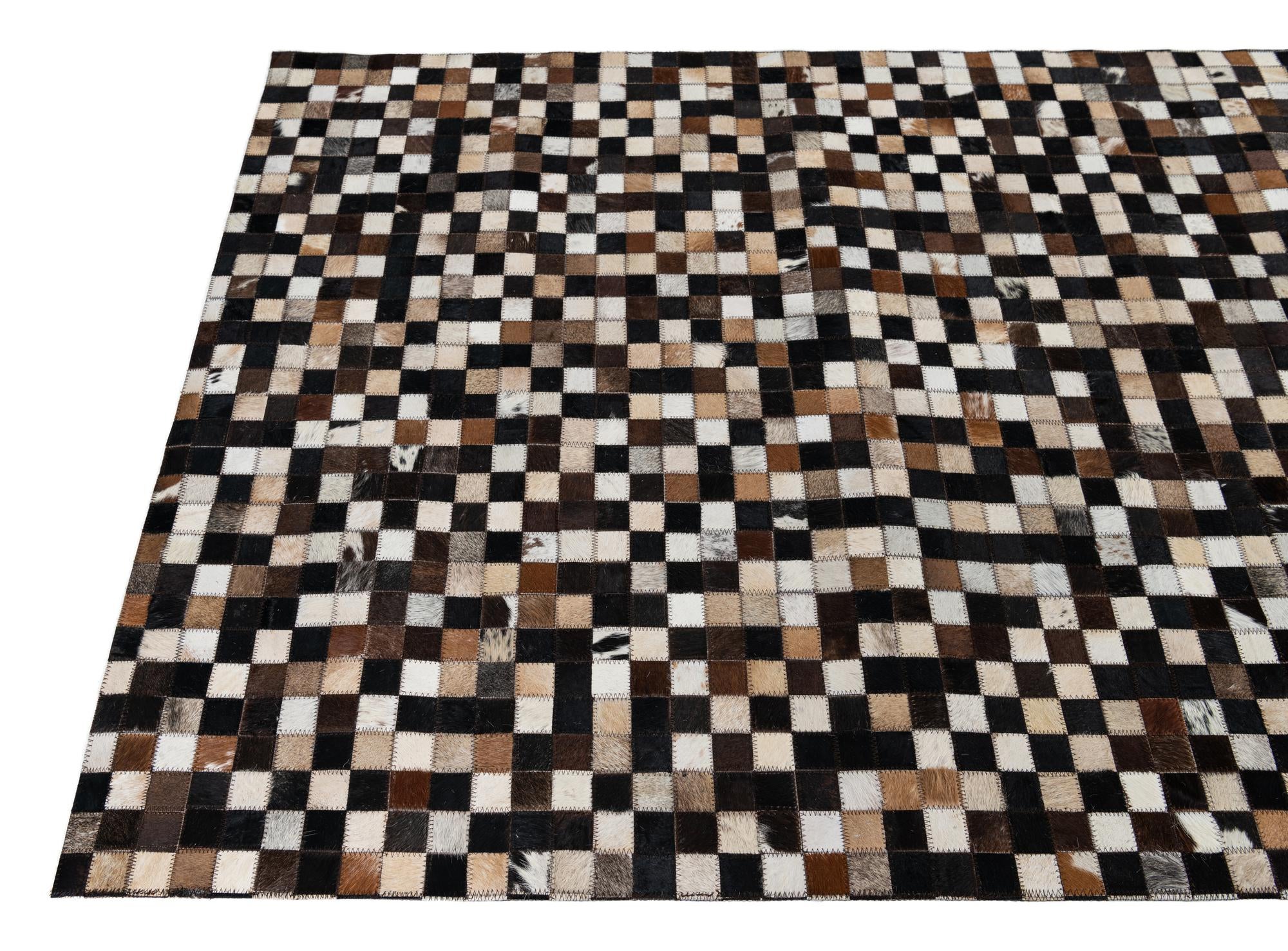 4' x 6' 2 Cowhide Leather Rug