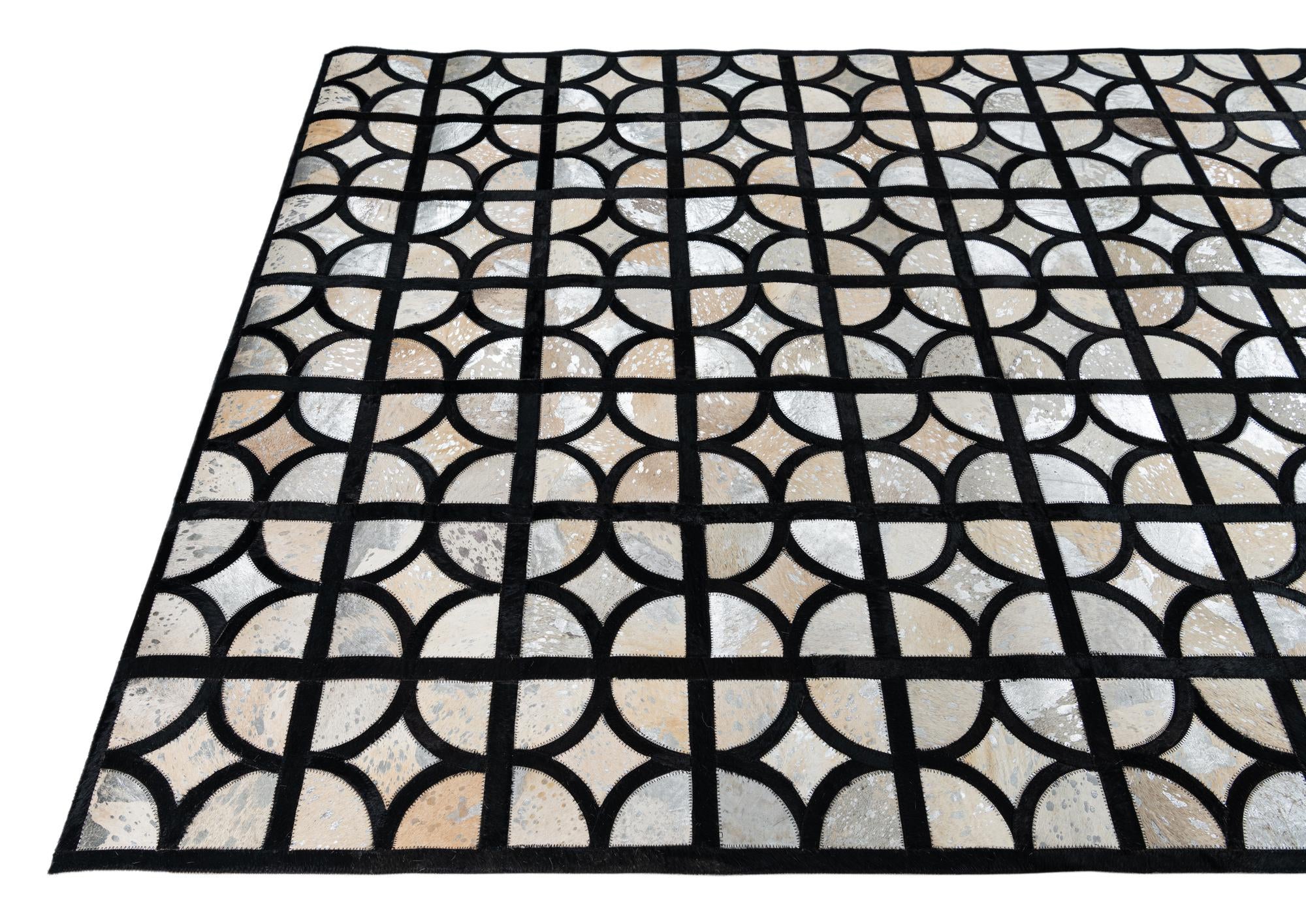 5' 2 x 8' Cowhide Leather Rug