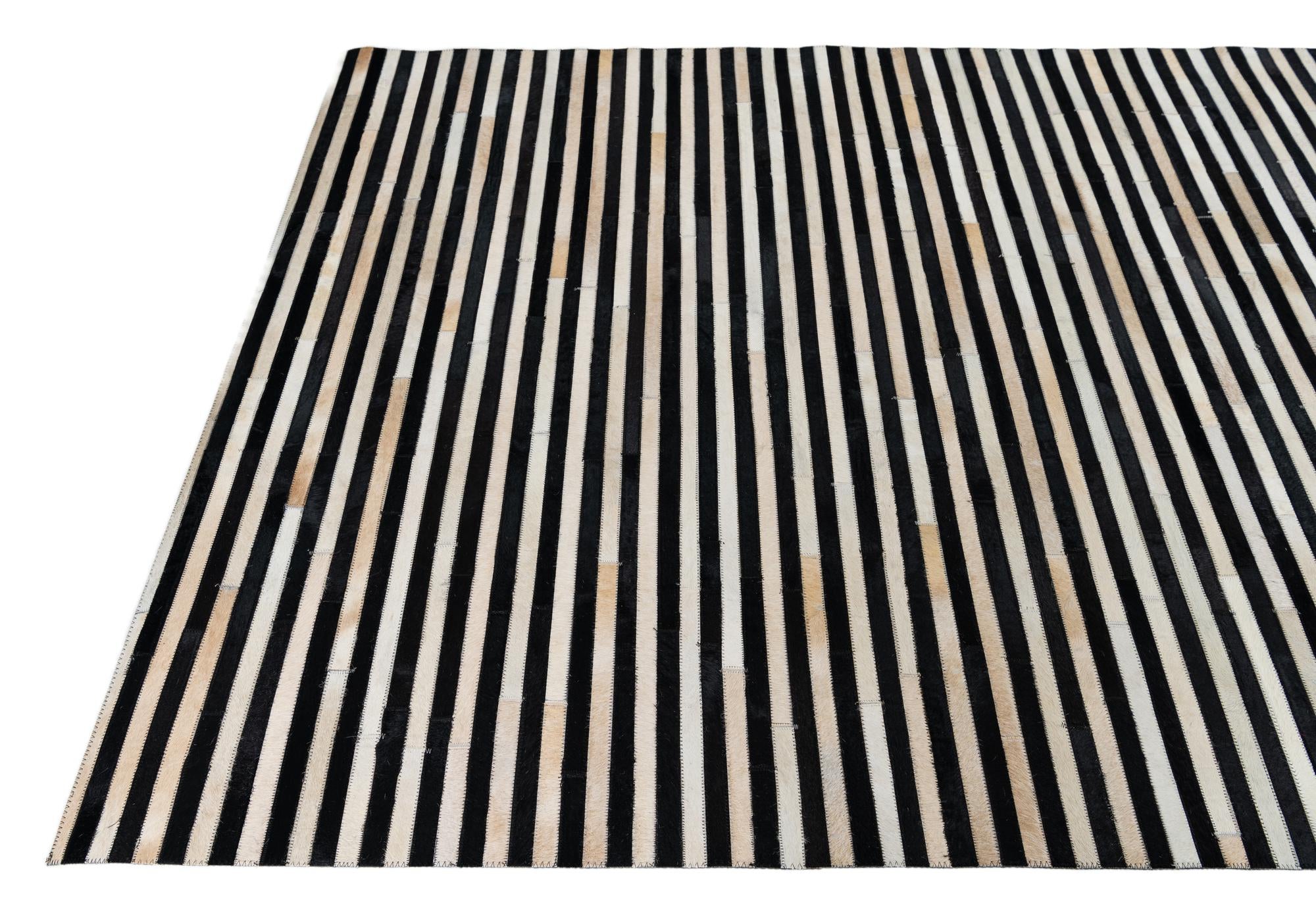 5' 1 x 8' Cowhide Leather Rug