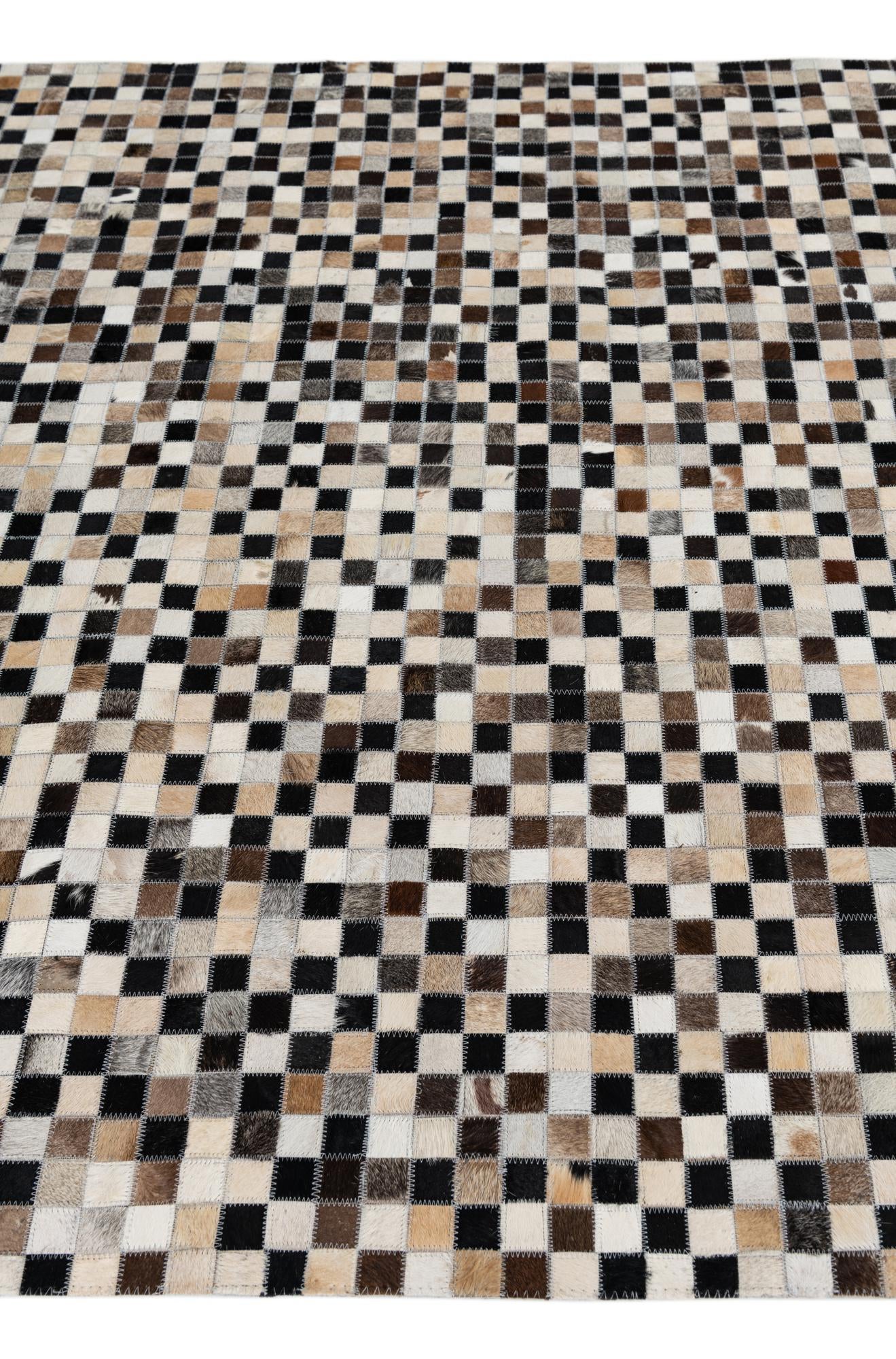 5' 1 x 7' 10 Cowhide Leather Rug