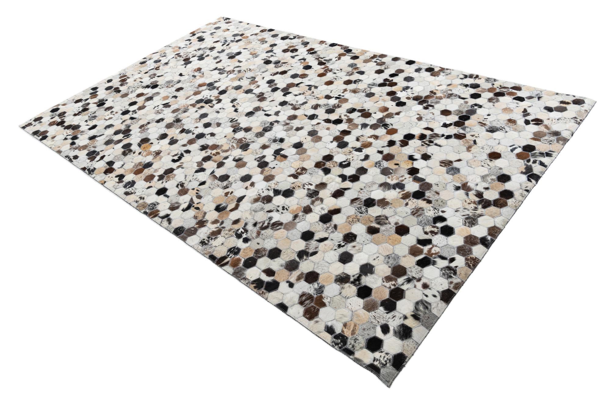5' 1 x 8' 2 Cowhide Leather Rug