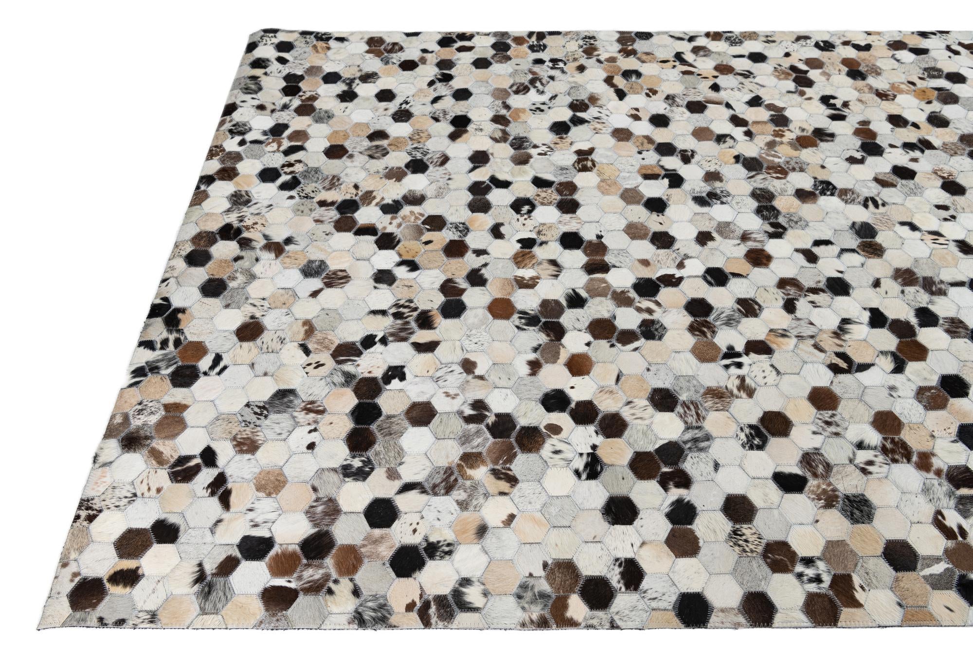 5' 1 x 8' 2 Cowhide Leather Rug