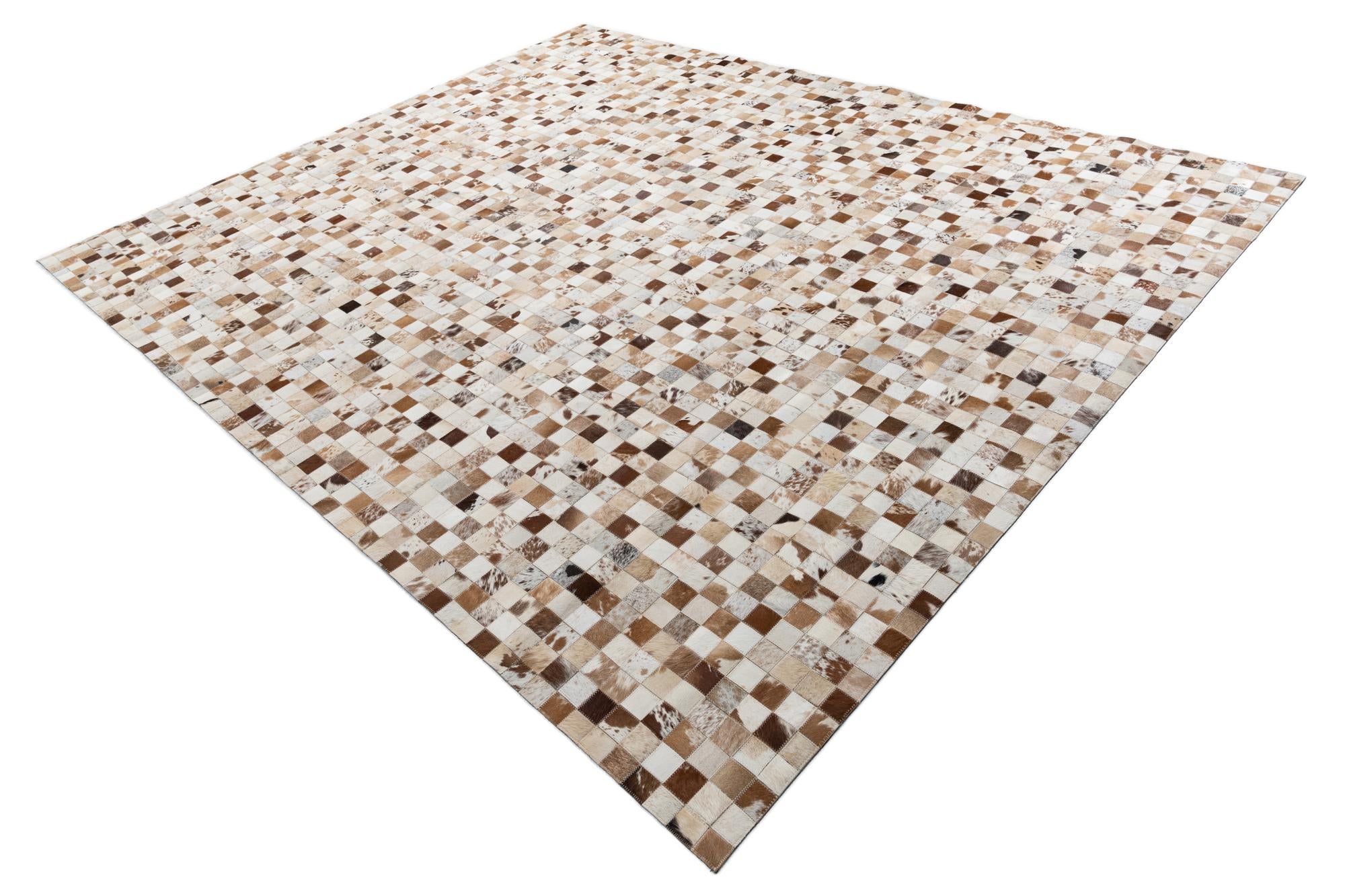 8' 1 x 10' Cowhide Leather Rug