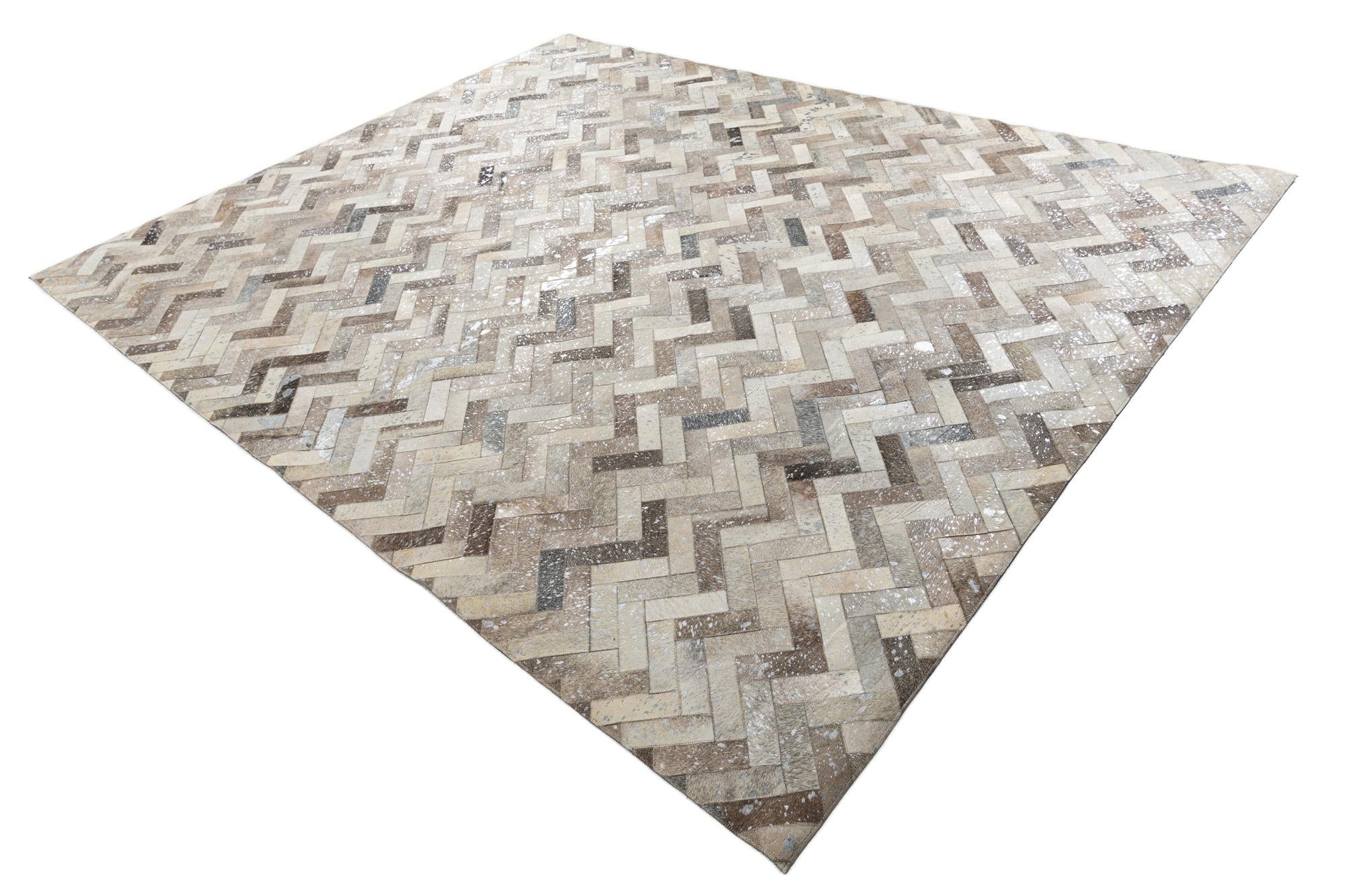8' x 9' 10 Cowhide Leather Rug