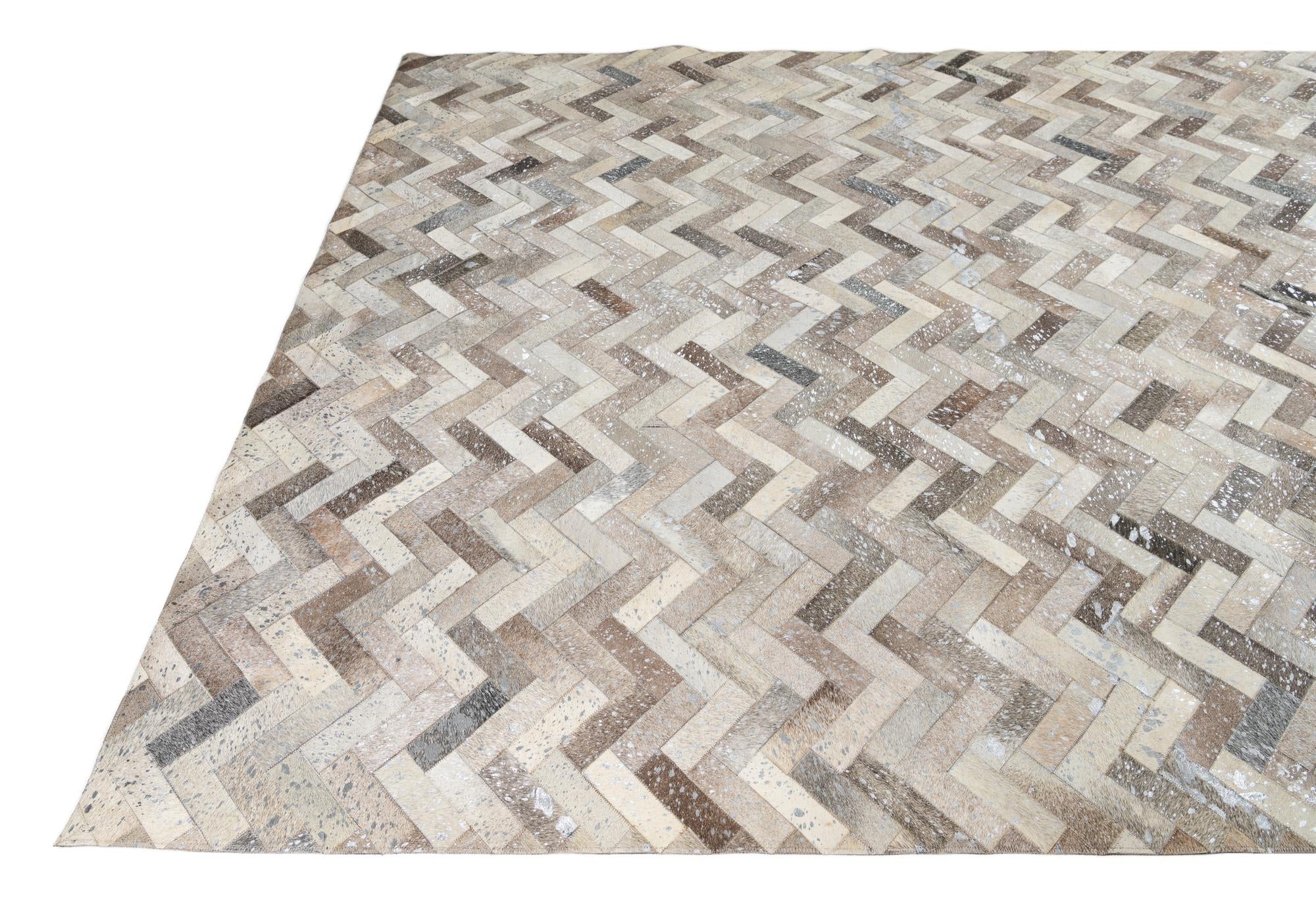 8' x 9' 10 Cowhide Leather Rug
