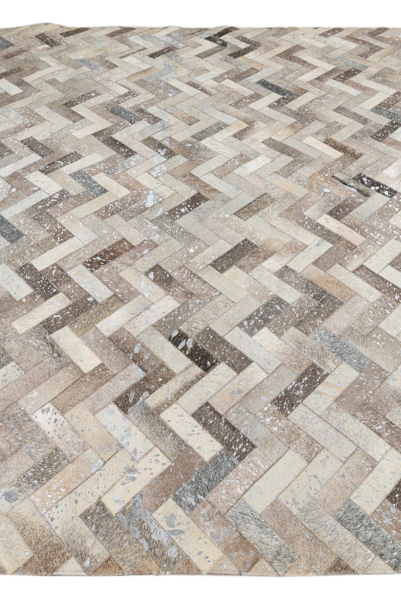 8' x 9' 10 Cowhide Leather Rug