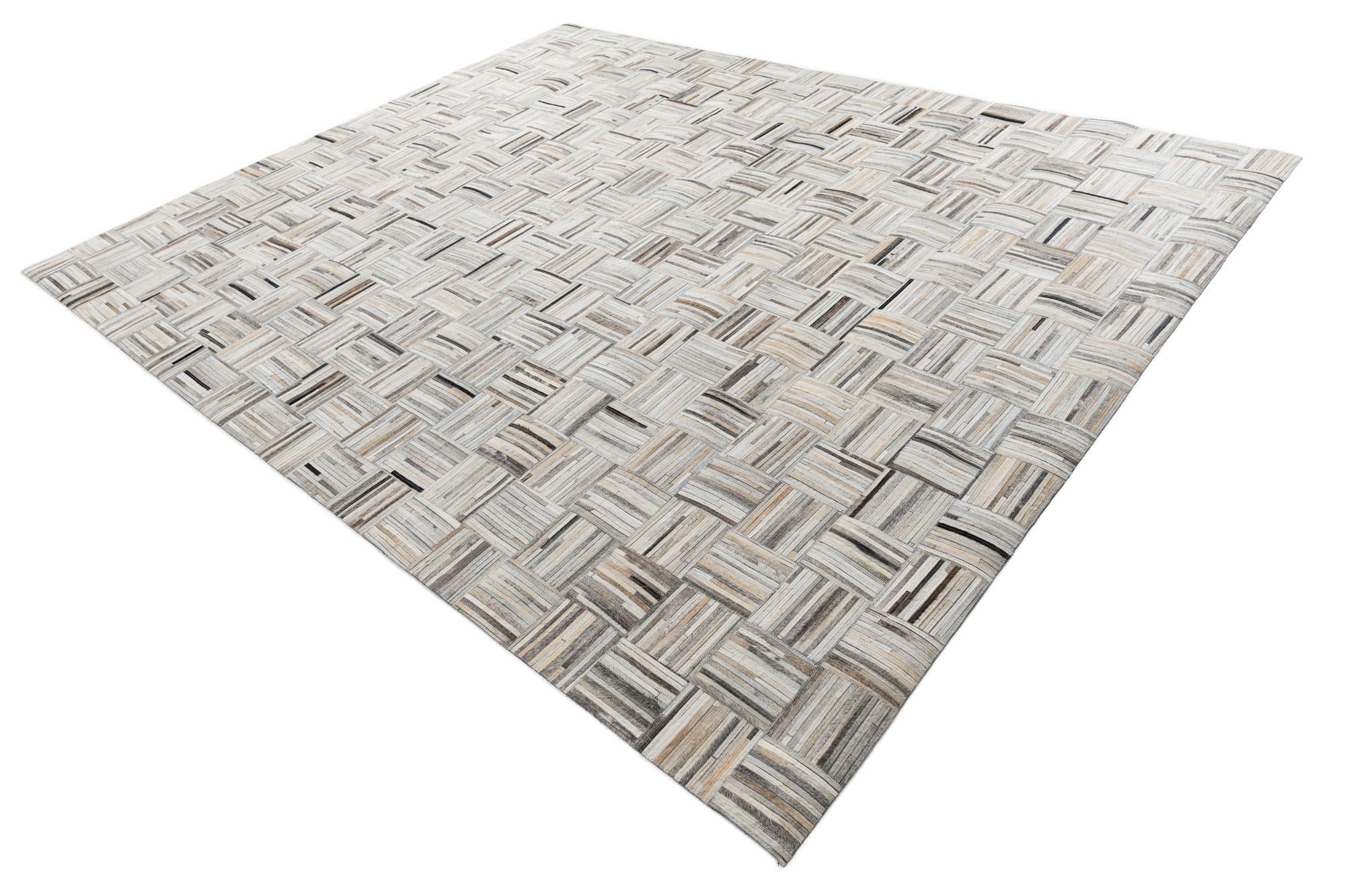 7' 10 x 9' 9 Cowhide Leather Rug