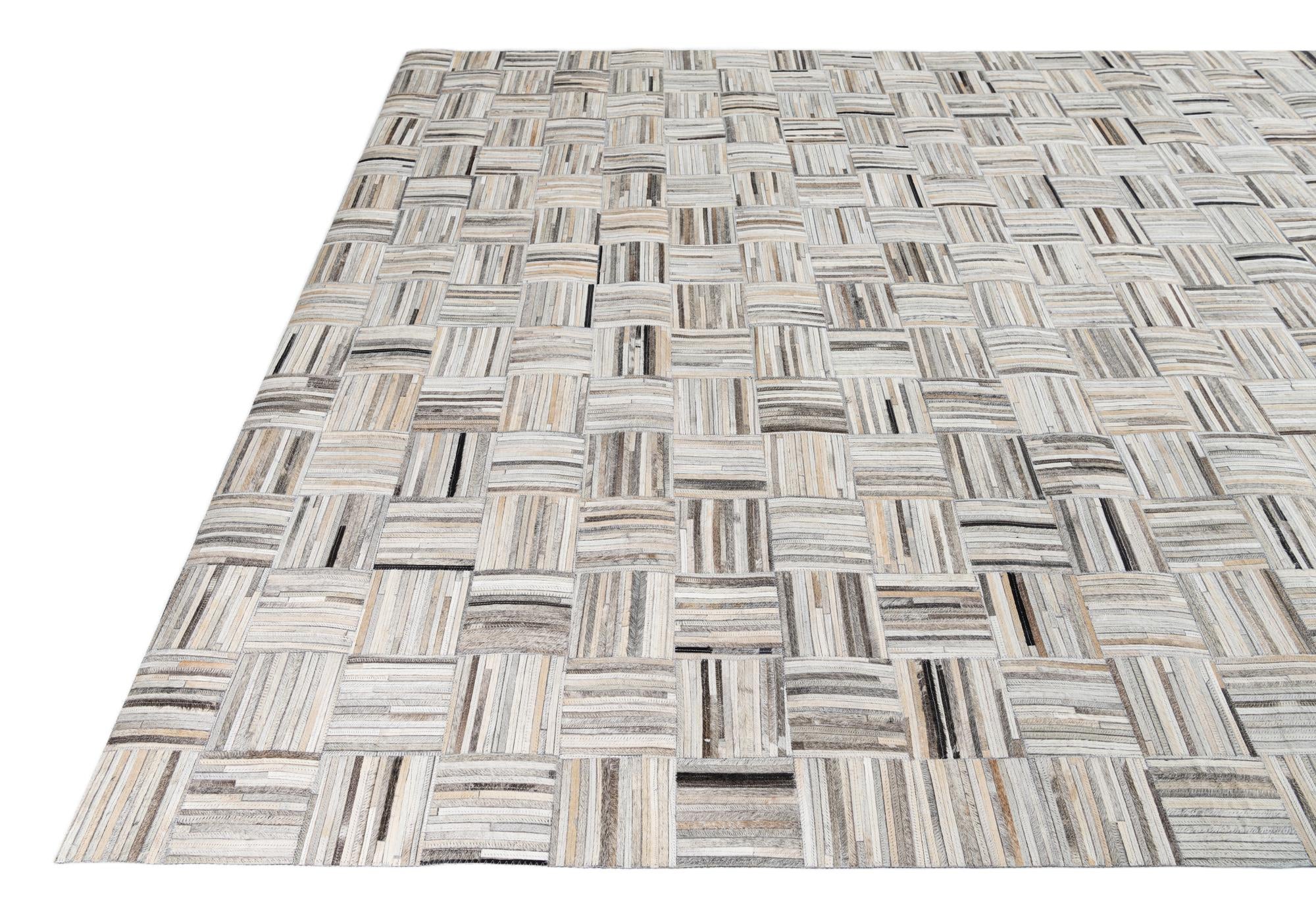7' 10 x 9' 9 Cowhide Leather Rug