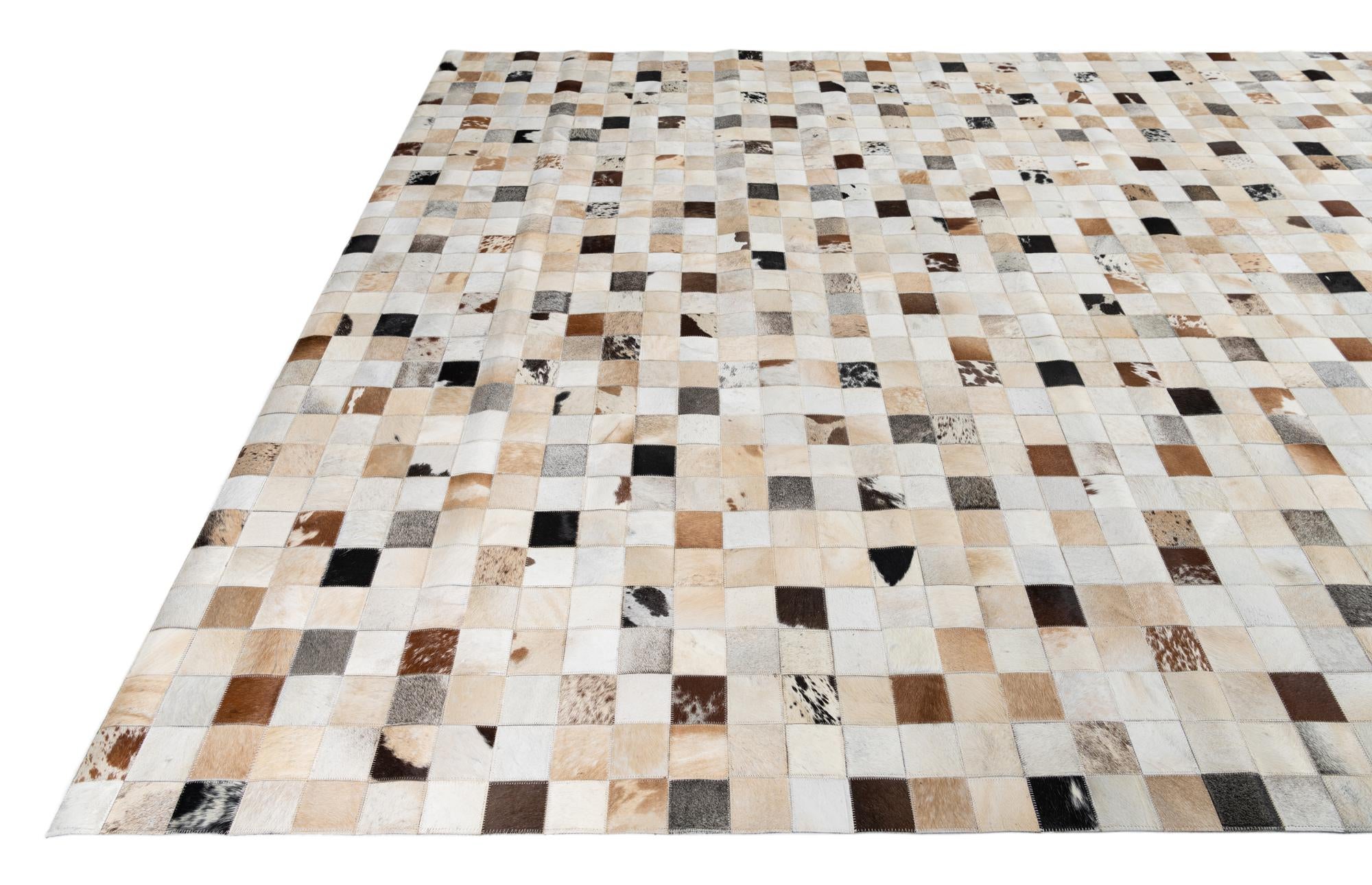 8' 1 x 10' Cowhide Leather Rug