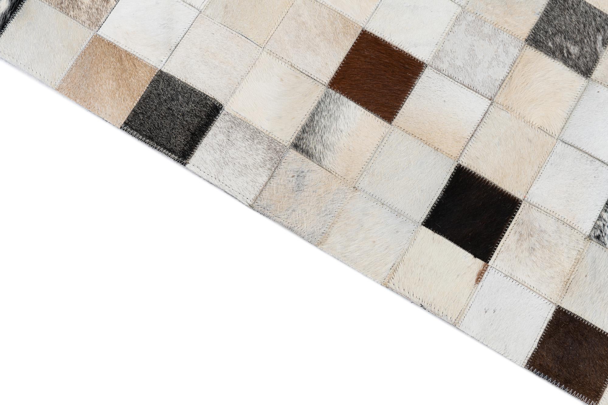 8' 1 x 10' Cowhide Leather Rug
