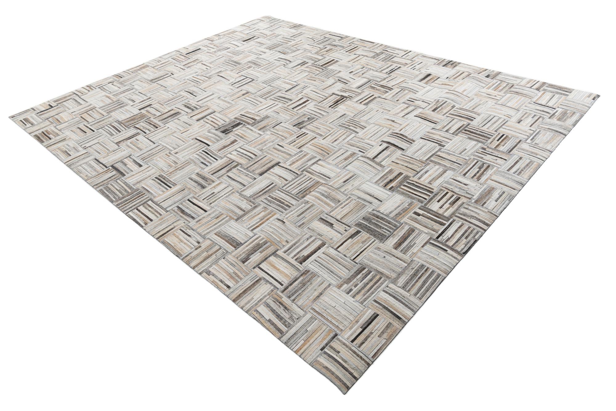 7' 10 x 9' 8 Cowhide Leather Rug