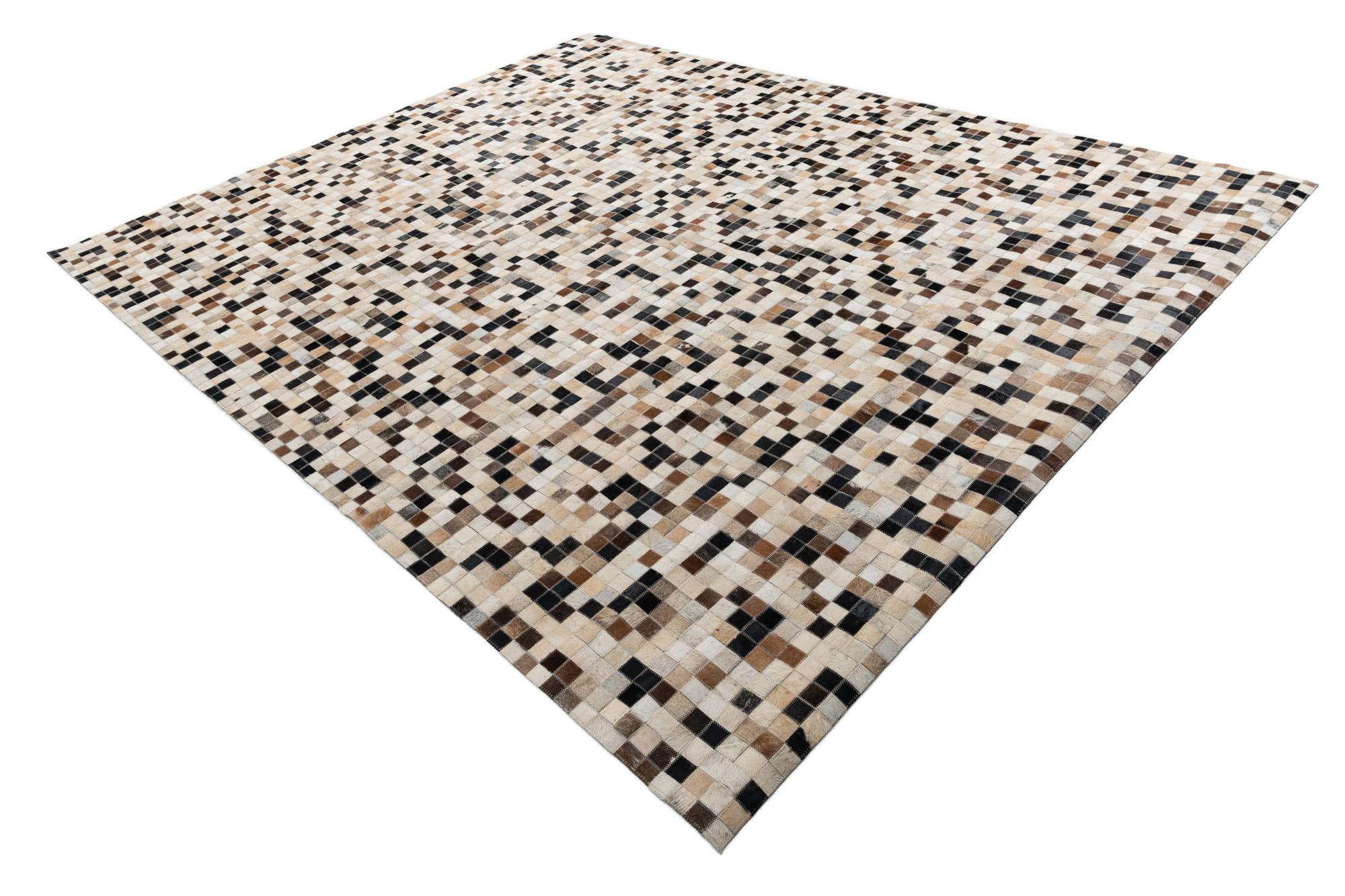 8' x 9' 10 Cowhide Leather Rug