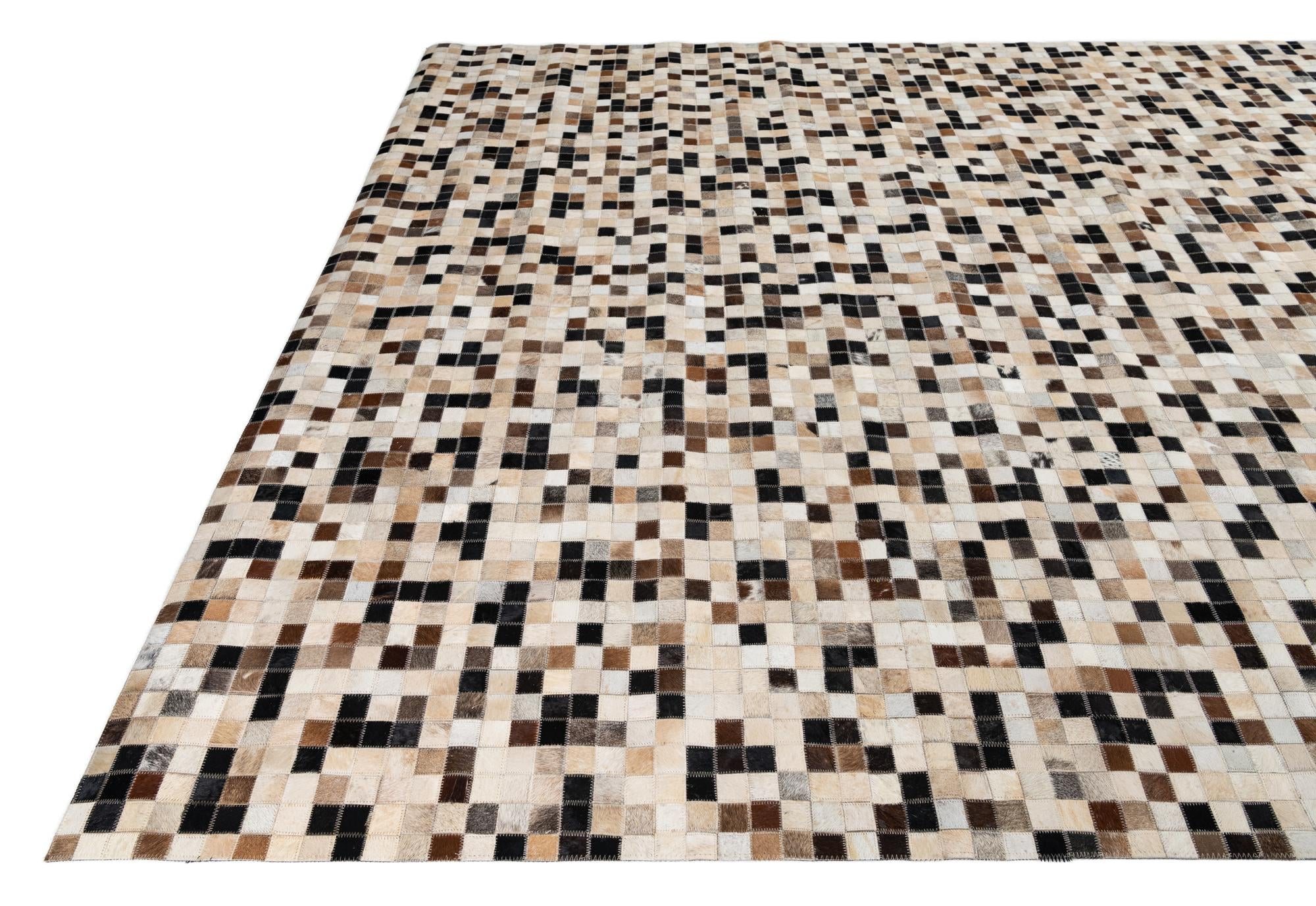 8' x 9' 10 Cowhide Leather Rug