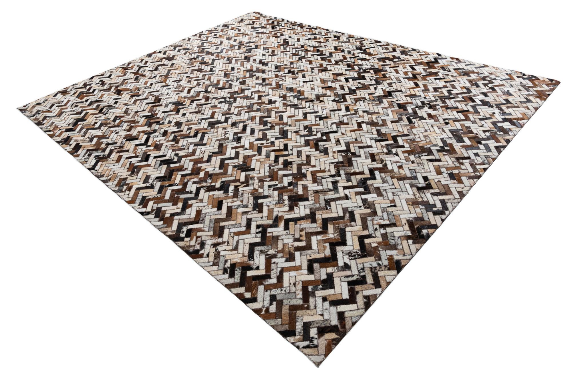 8' 1 x 9' 10 Cowhide Leather Rug