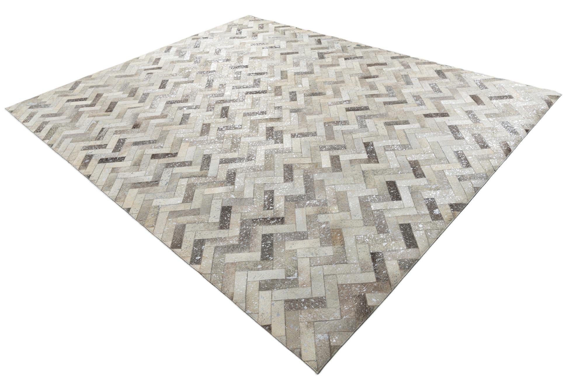 8' x 9' 10 Cowhide Leather Rug