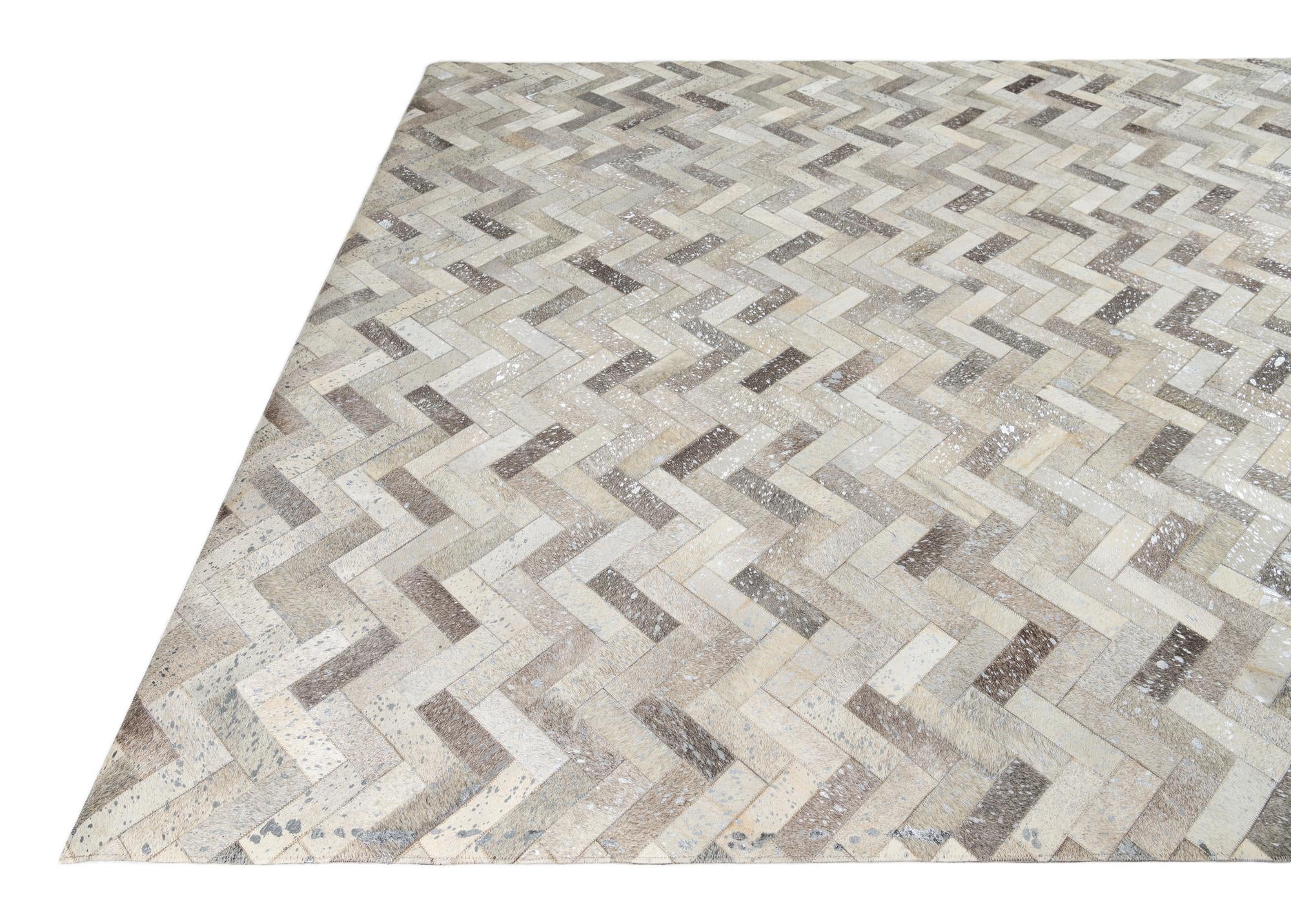 8' x 9' 10 Cowhide Leather Rug