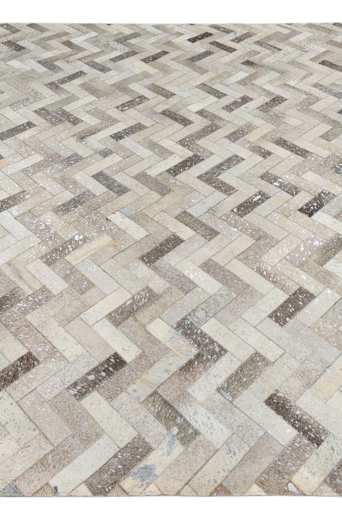 8' x 9' 10 Cowhide Leather Rug