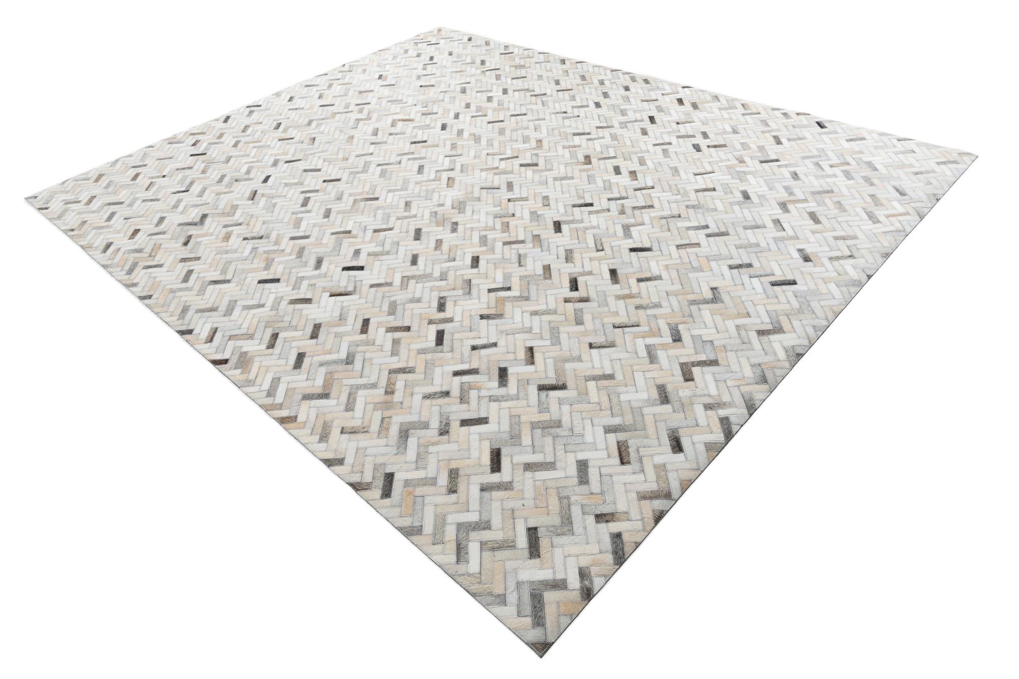 7' 9 x 9' 7 Cowhide Leather Rug
