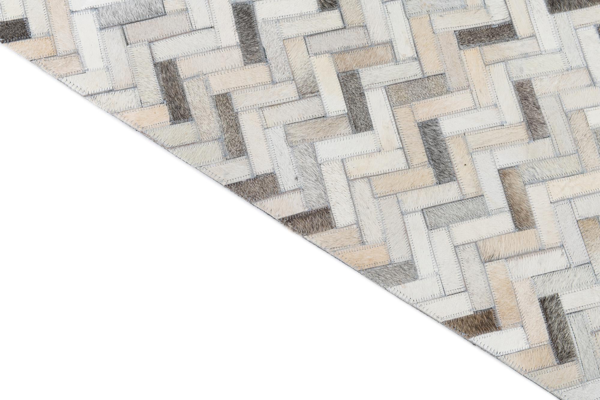 7' 9 x 9' 7 Cowhide Leather Rug
