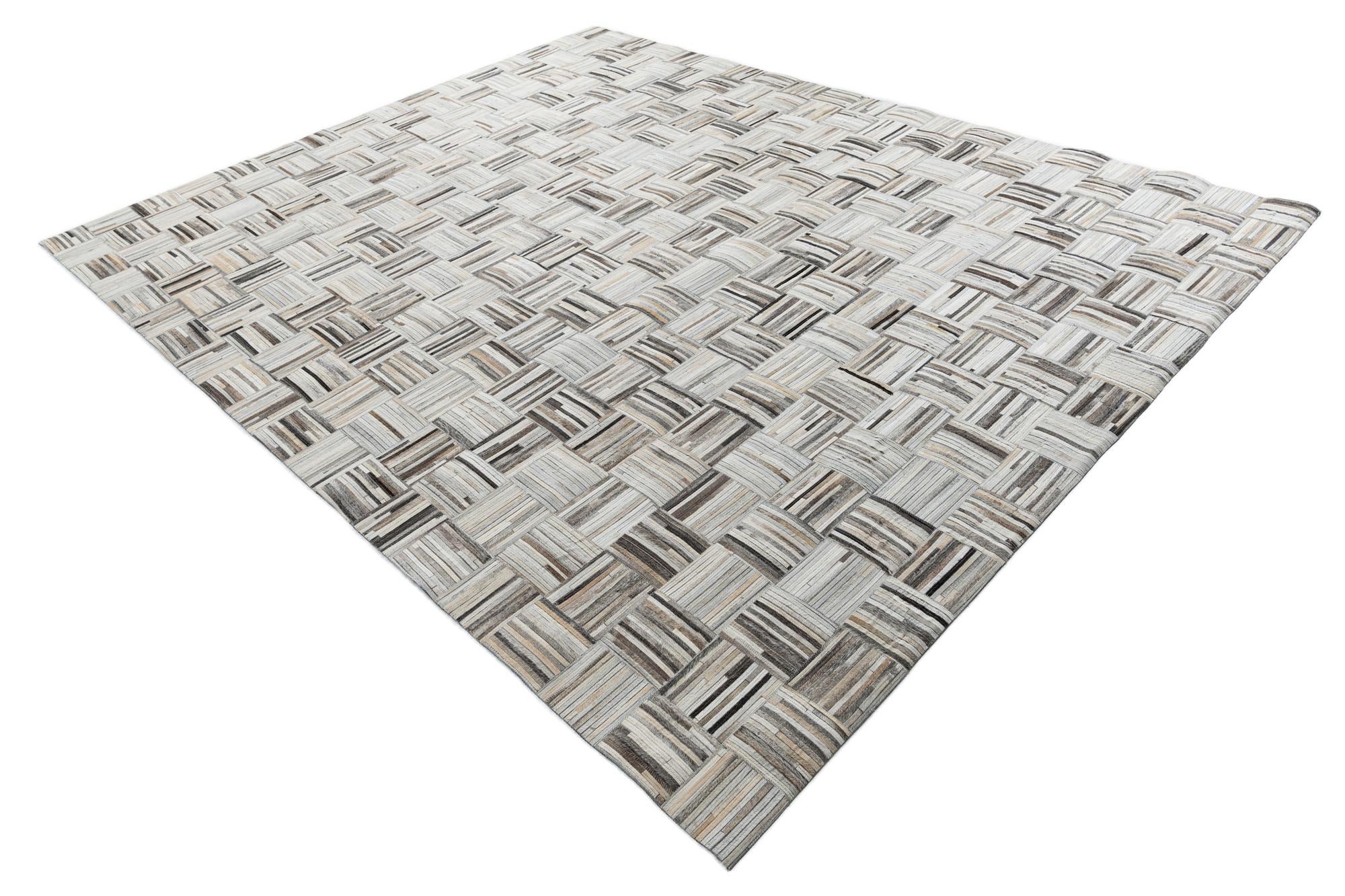 7' 10 x 9' 10 Cowhide Leather Rug