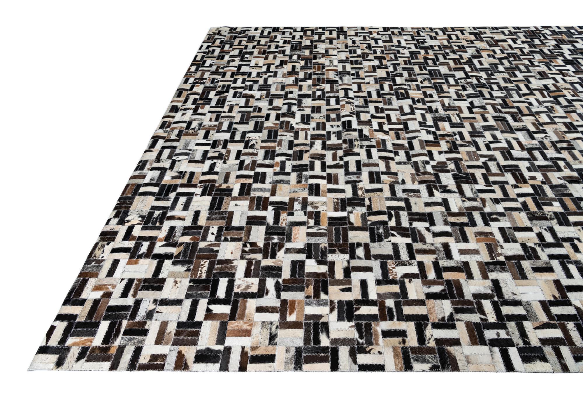 8' 1 x 10' 1 Cowhide Leather Rug