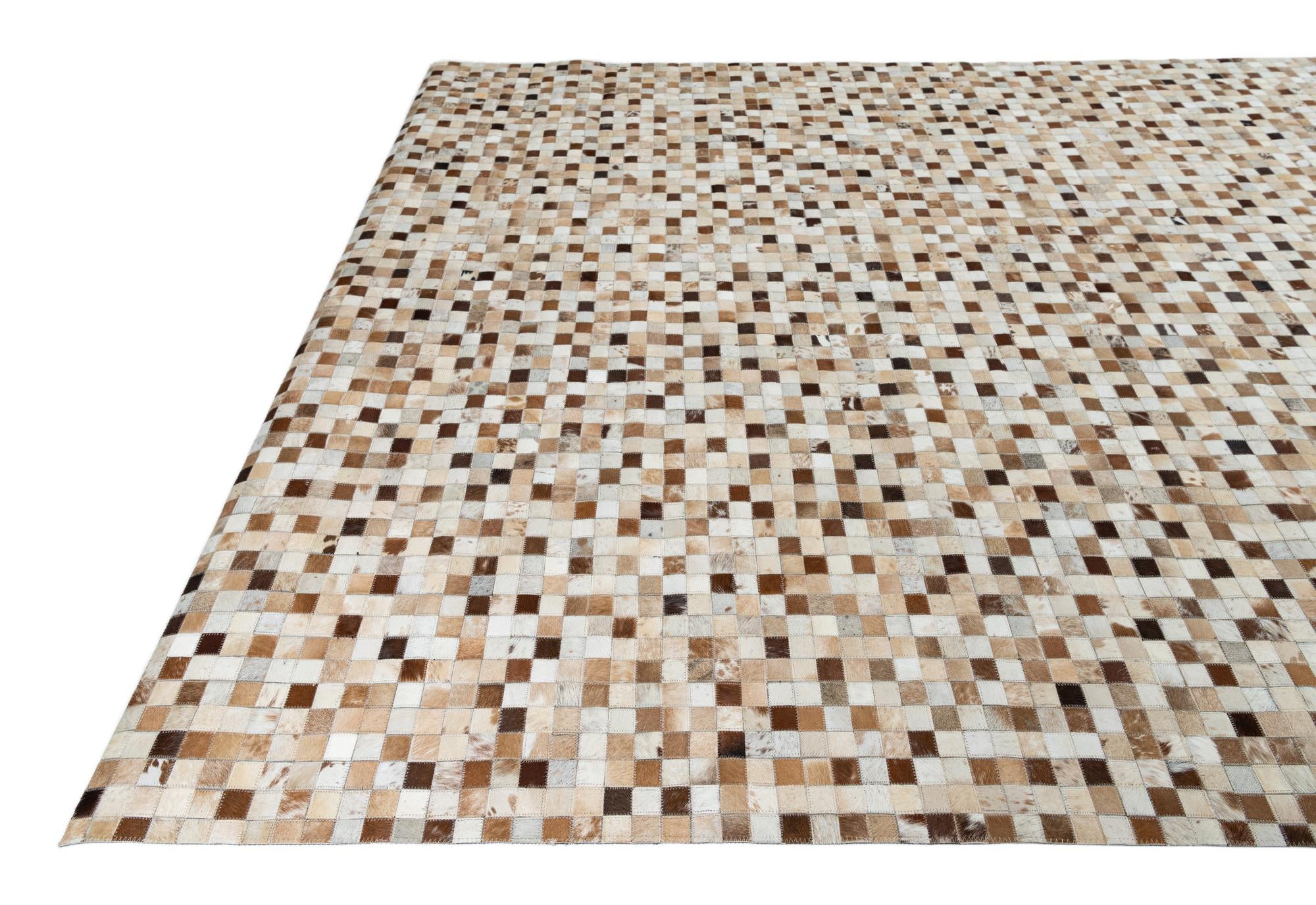 7' 10 x 9' 7 Cowhide Leather Rug