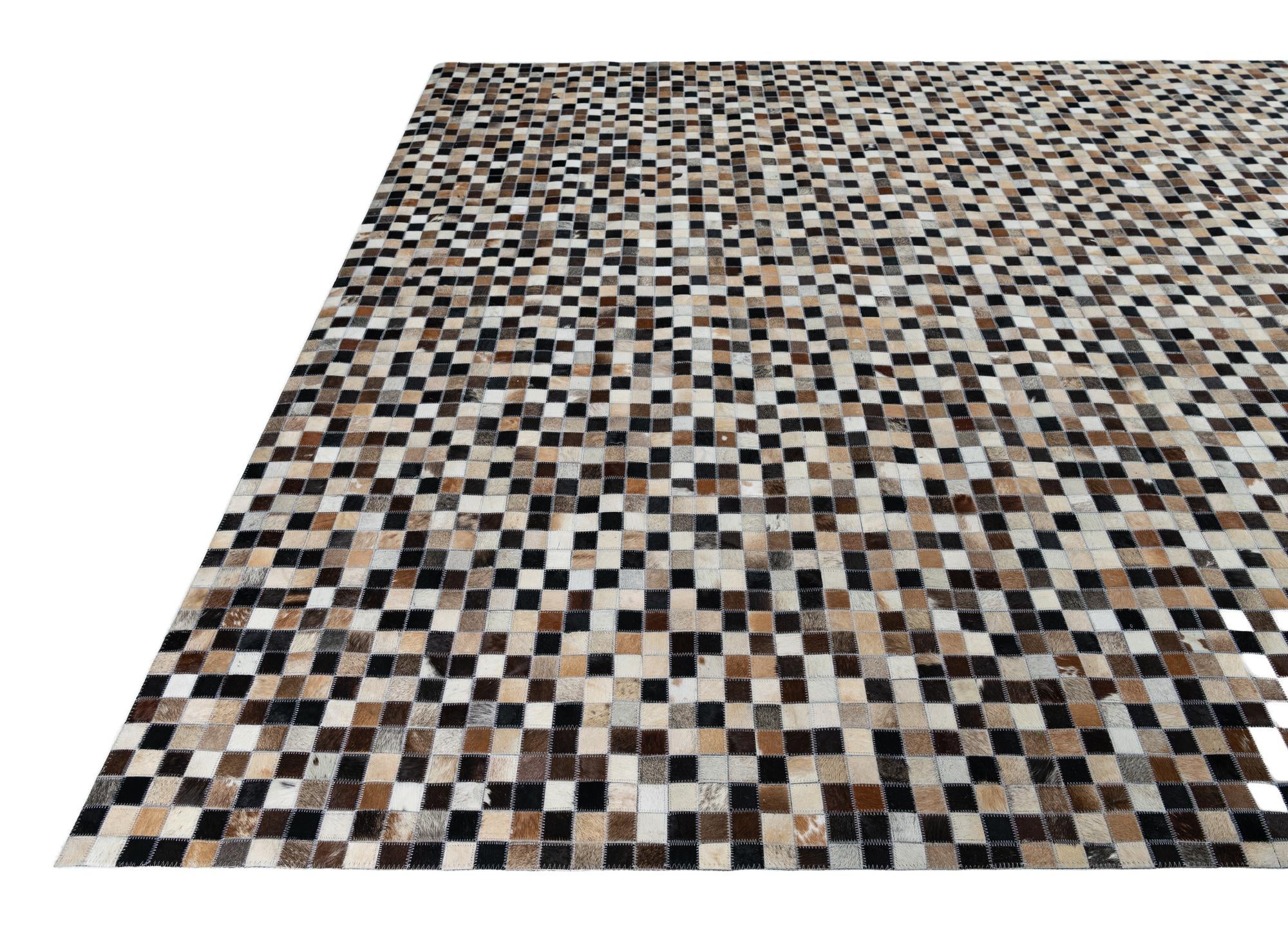 8' 1 x 10' Cowhide Leather Rug
