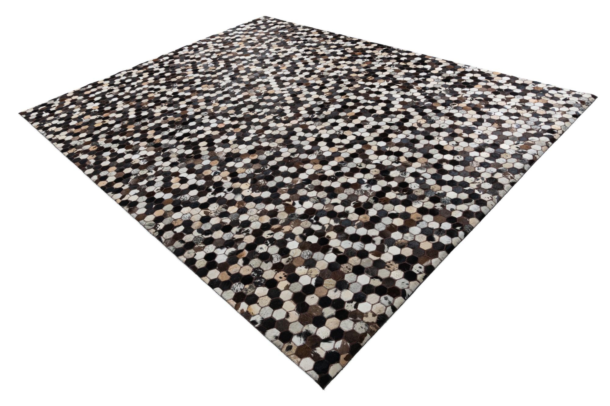 7' 6 x 10' 1 Cowhide Leather Rug