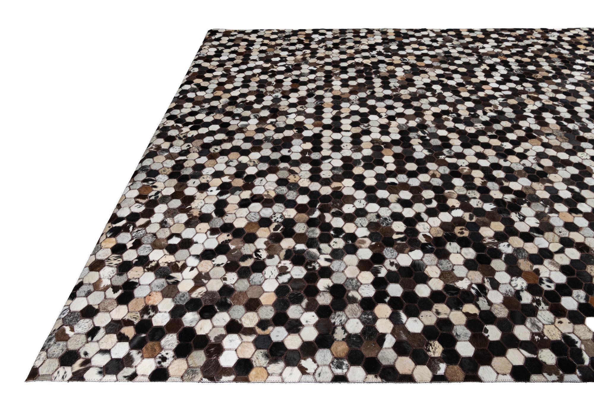 7' 6 x 10' 1 Cowhide Leather Rug